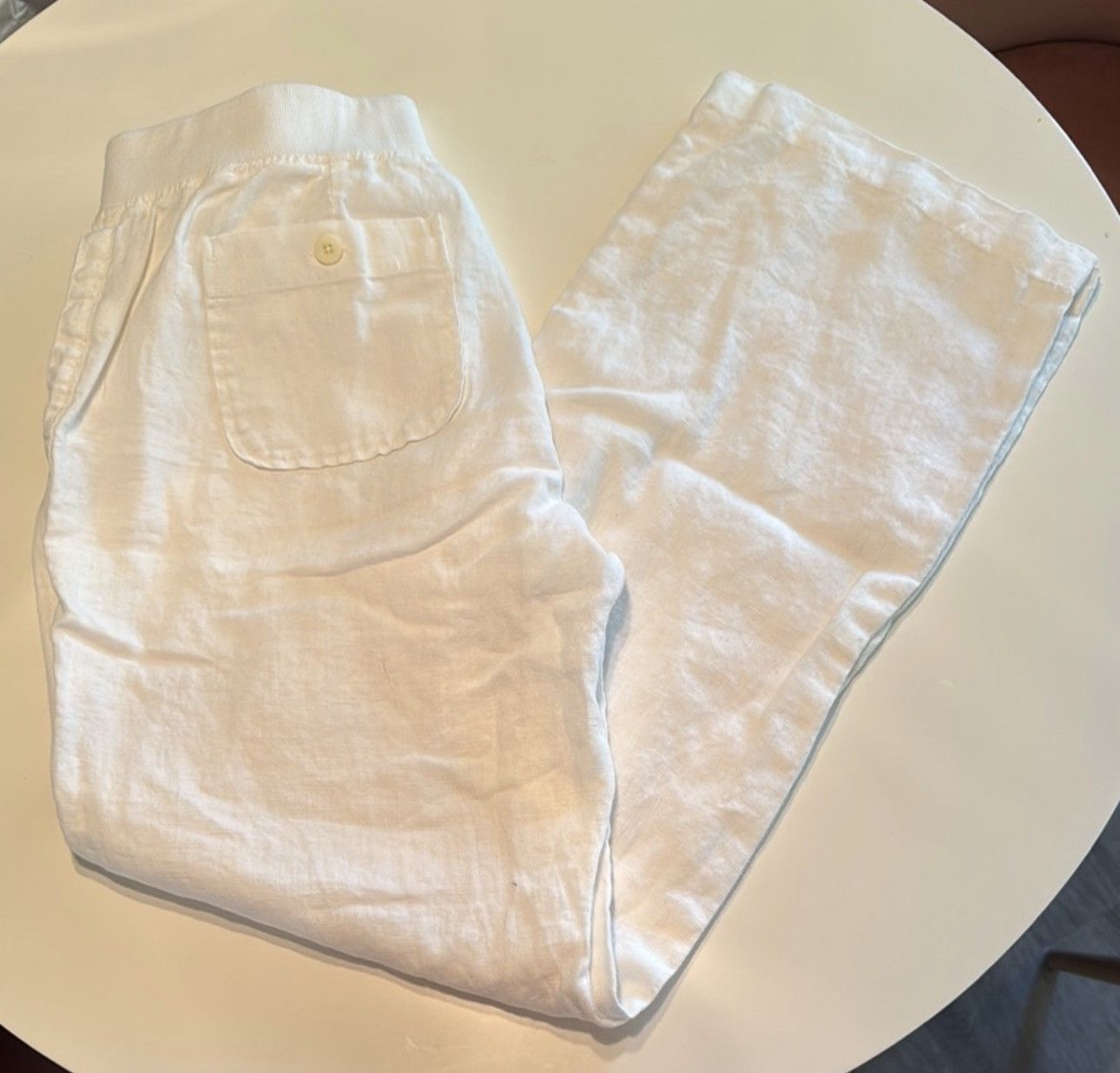 Athleta Athleta White Linen Pants Size 34" / US 12 / IT 48 - 4 Thumbnail