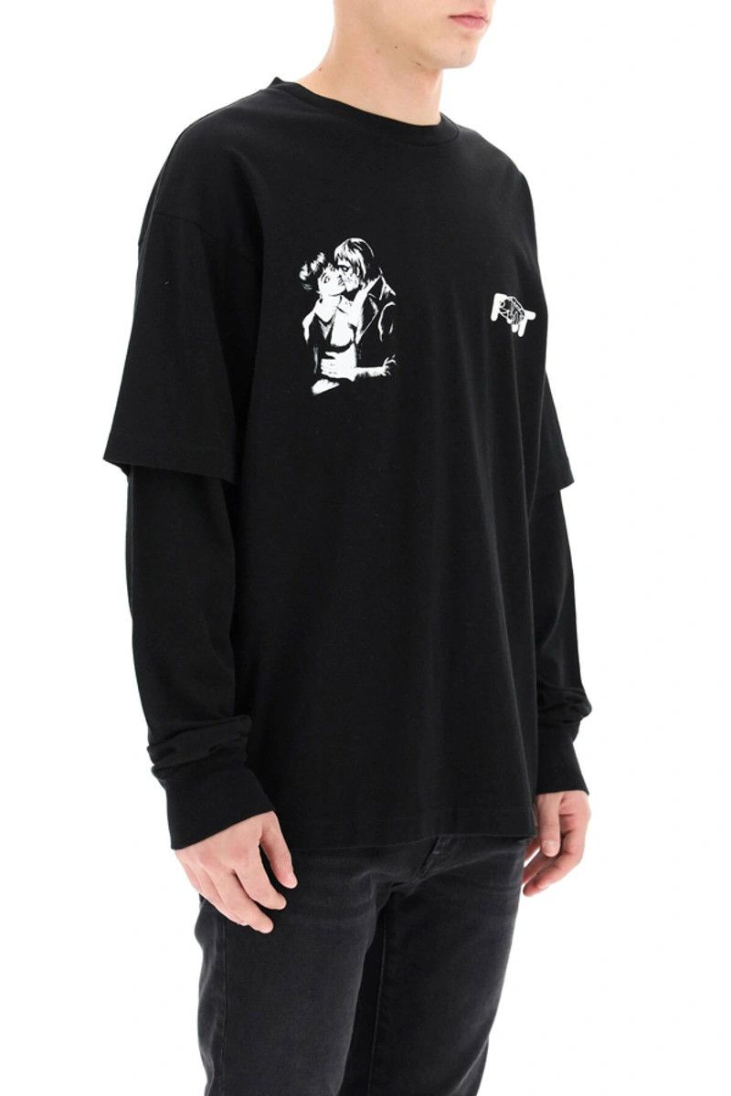 Off-White Black Kiss 21 Double Layer Long Sleeve T-Shirt Size XXS / US 00 / IT 34 - 3 Thumbnail
