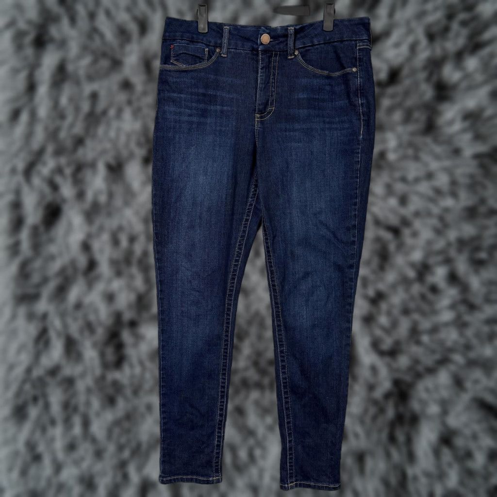 Vintage Seven7 Tummyless High Rise Skinny Jeans Womens 12 Blue Dark Wash Stretch Denim Size 34" / US 12 / IT 48 - 1 Thumbnail