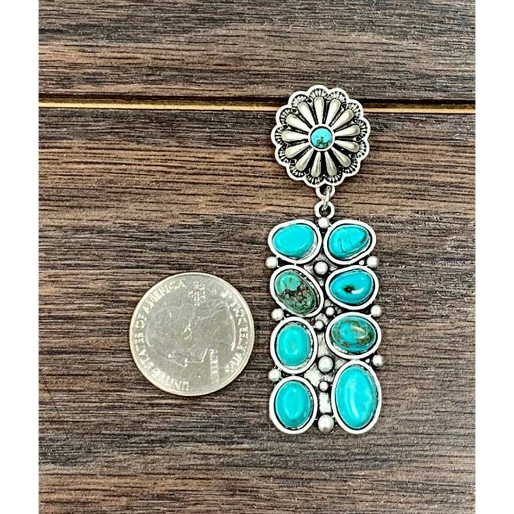 Other Turquoise Post Conch Earrings , Southwestern Boho Chic Dangl Size ONE SIZE - 4 Thumbnail