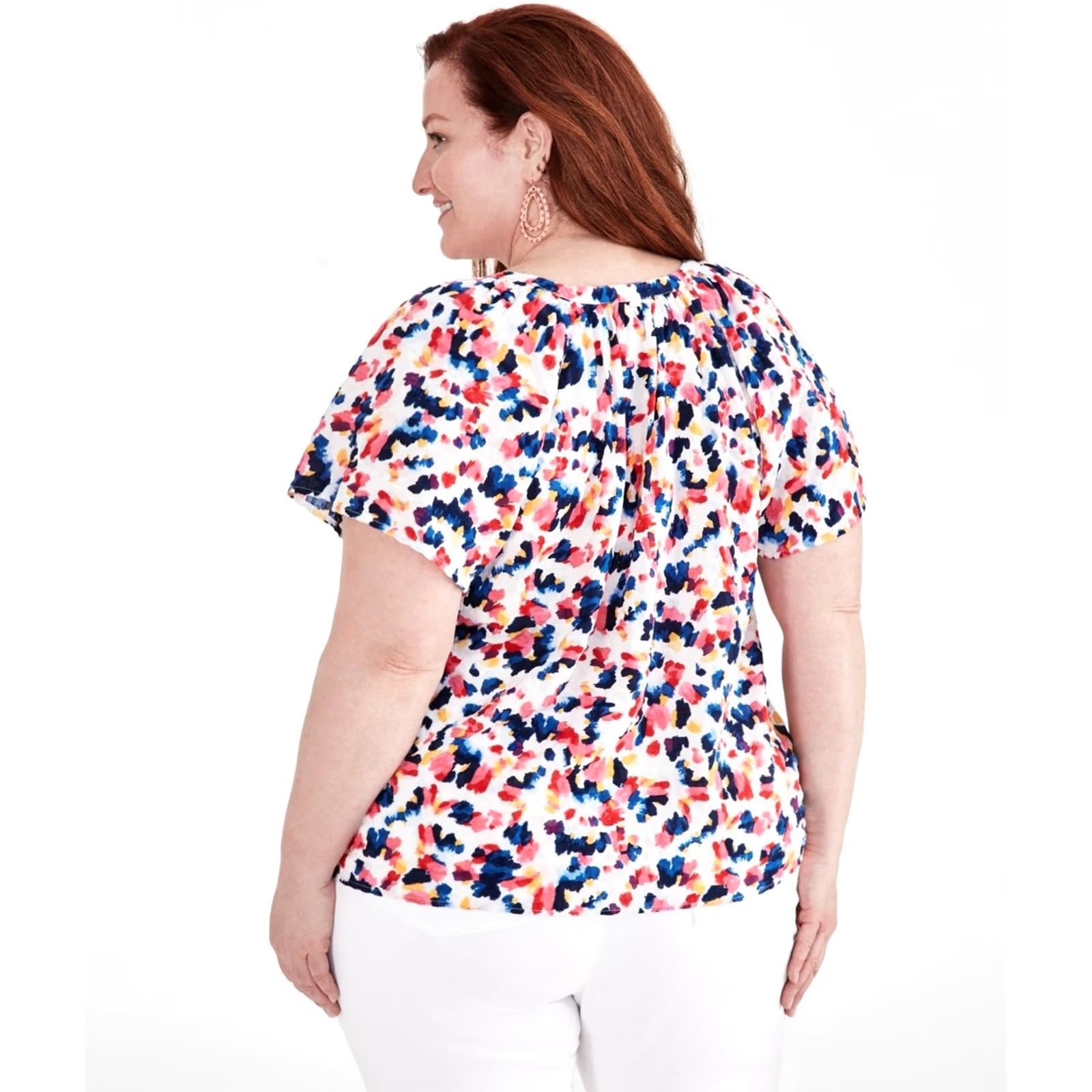 Vintage Style & Co. Womens Abstract Print Shell Blouse, Multicoloured, Plus Size, 3X Size XXL / US 16-18 / IT 52-54 - 2 Thumbnail