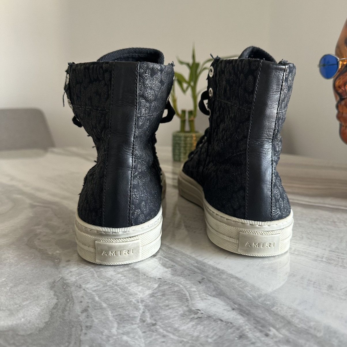 Amiri Amiri Sunset Glitter Leopard Black High Top Canvas Sneakers Size US 8 / EU 41 - 6 Thumbnail