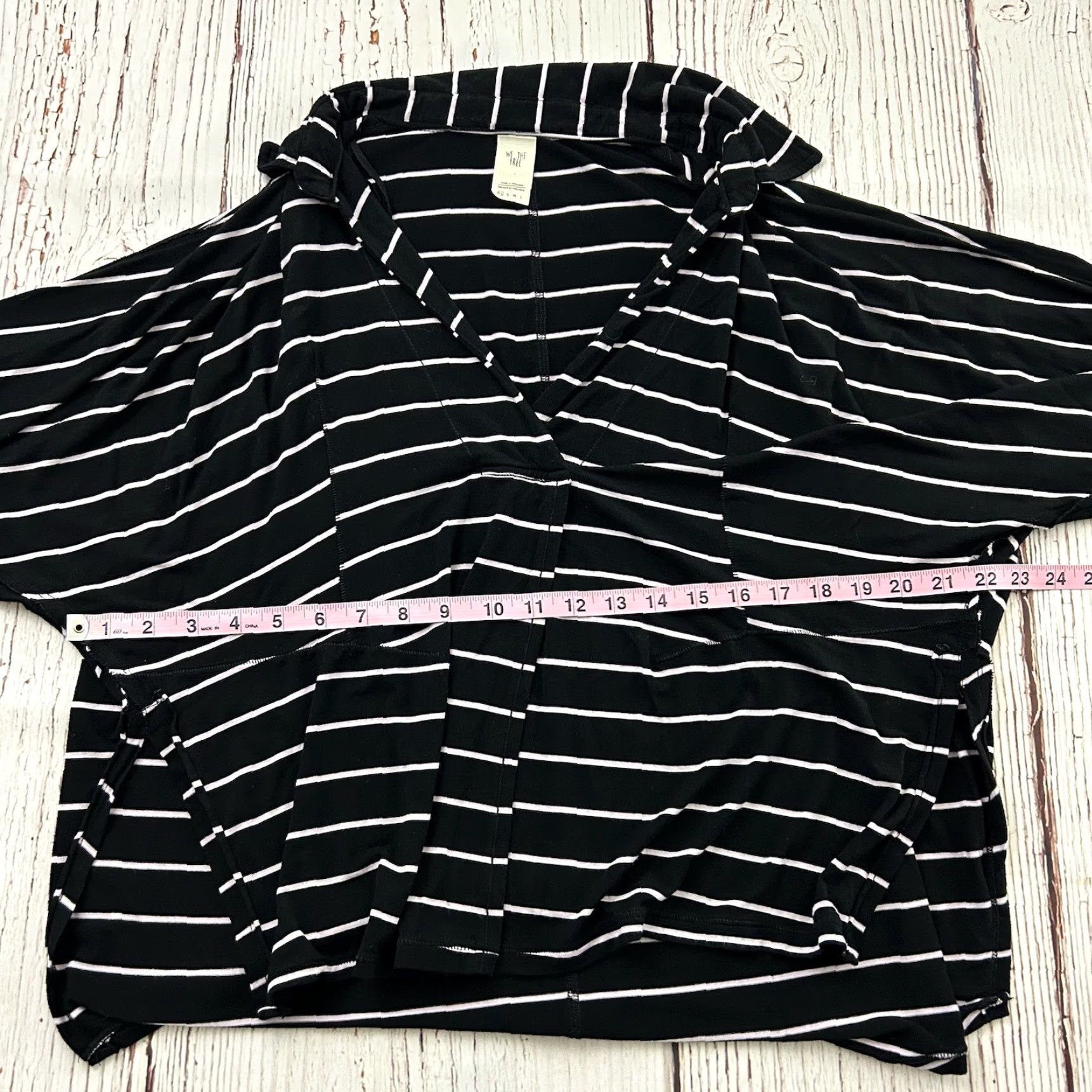Vintage We The Free Striped Long Sleeve Collared Open Front Top XS Black Women Blouse Size XS / US 0-2 / IT 36-38 - 4 Thumbnail
