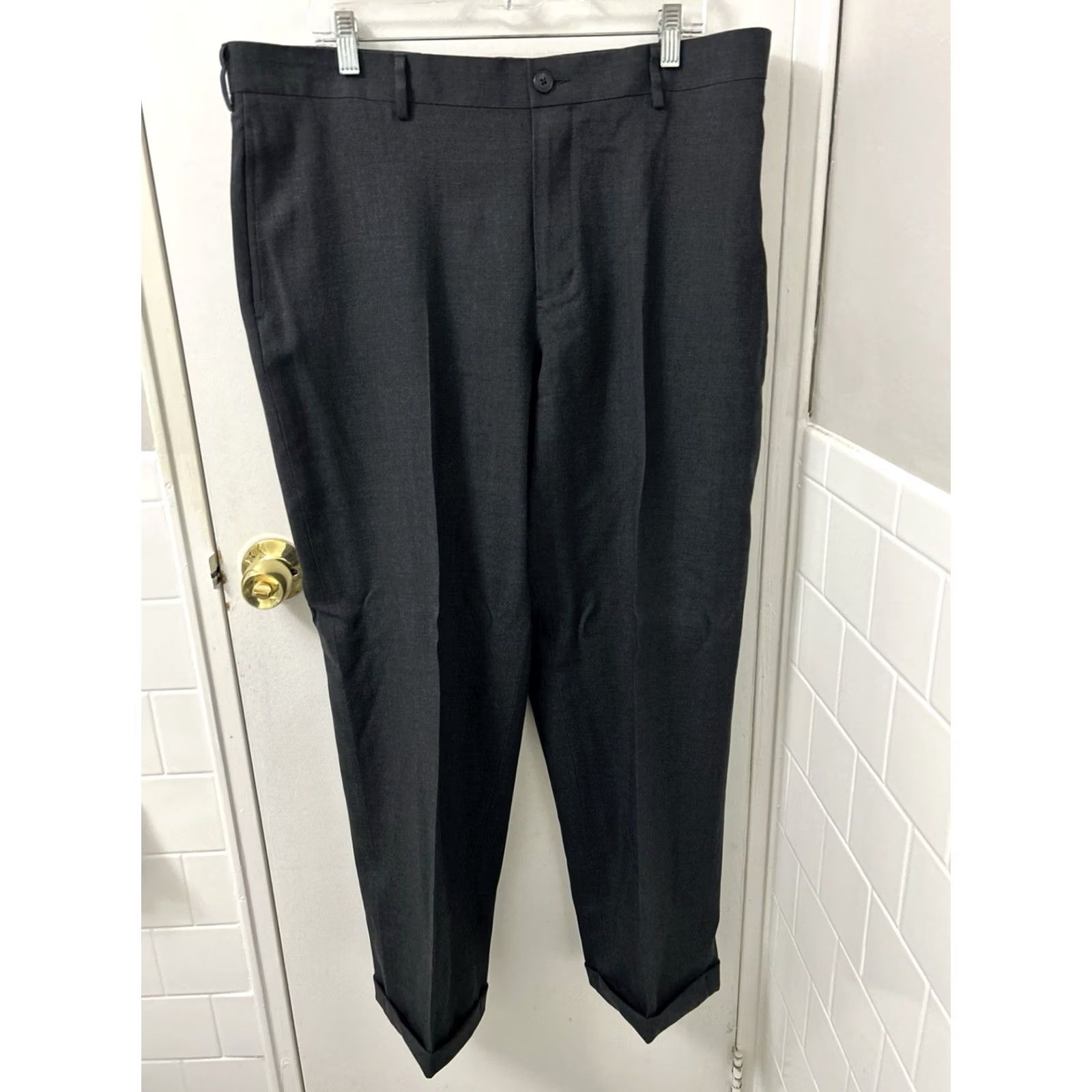 Vintage LL Bean Pants Mens 38x31 Gray 100% Wool YKK Cuffed Classic Fit Trousers 285236 Size US 38 / EU 54 - 2 Thumbnail