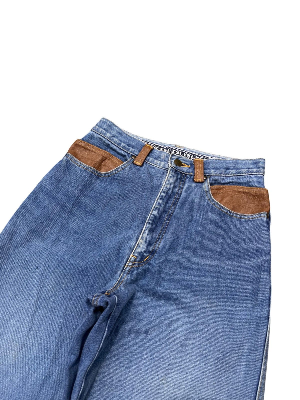 Yves Saint Laurent Yves Saing Laurent Leather Patch Denim Pants Size US 27 - 4 Thumbnail