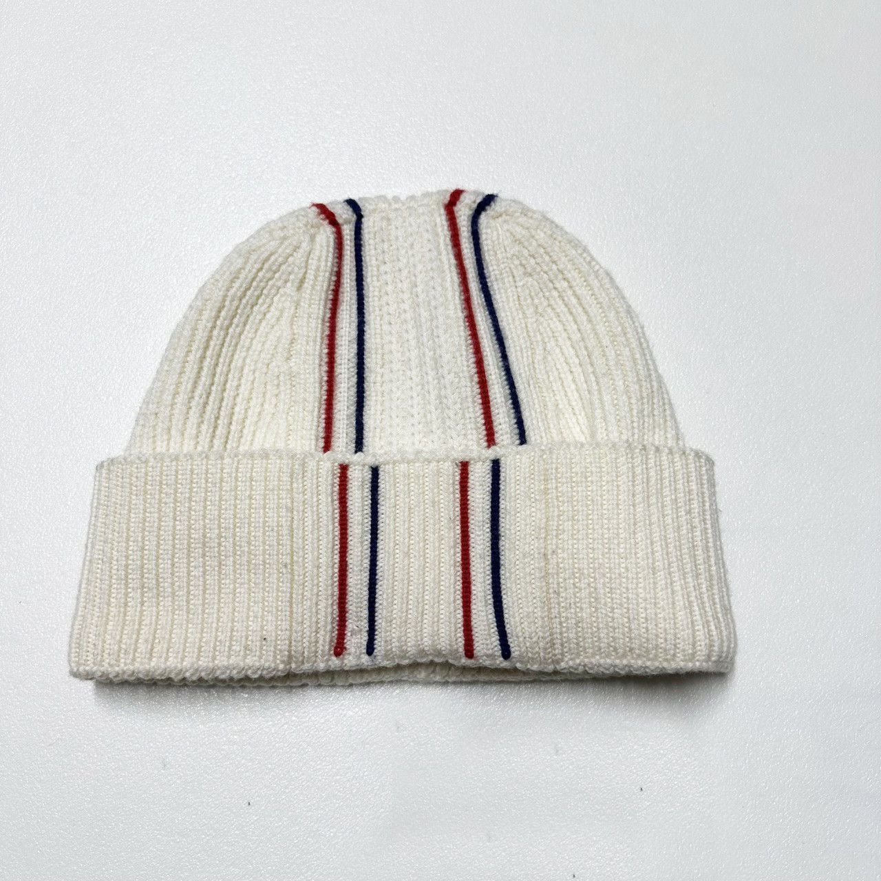 Moncler Moncler Tricolour Beanie Cream white mens Knit Hat Size ONE SIZE - 2 Thumbnail