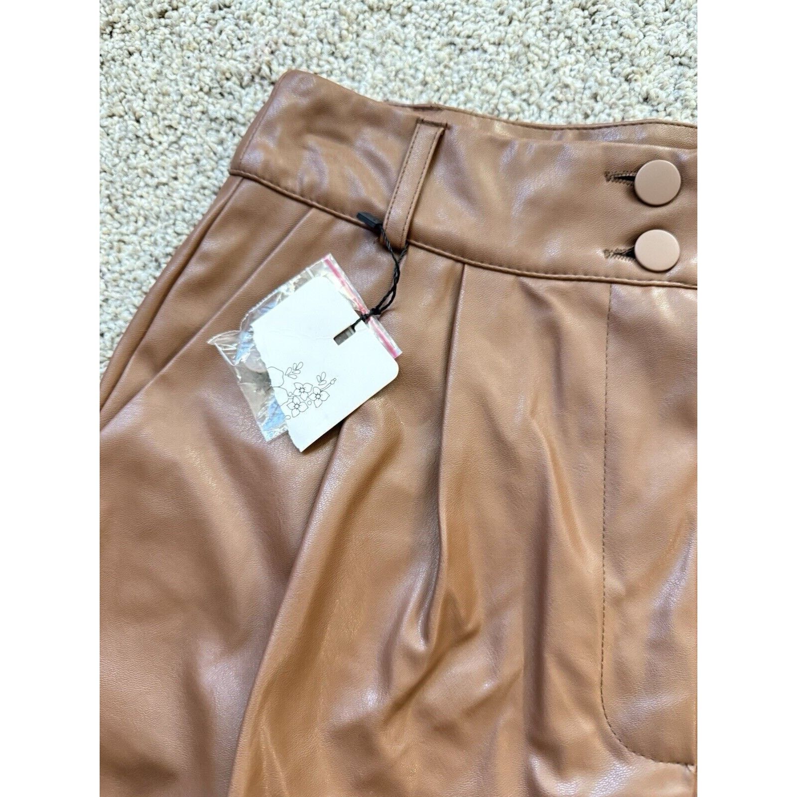 Other Brown Faux Lather High Waist Shorts NWT SIZE M/8 Size 30" / US 8 / IT 44 - 4 Thumbnail