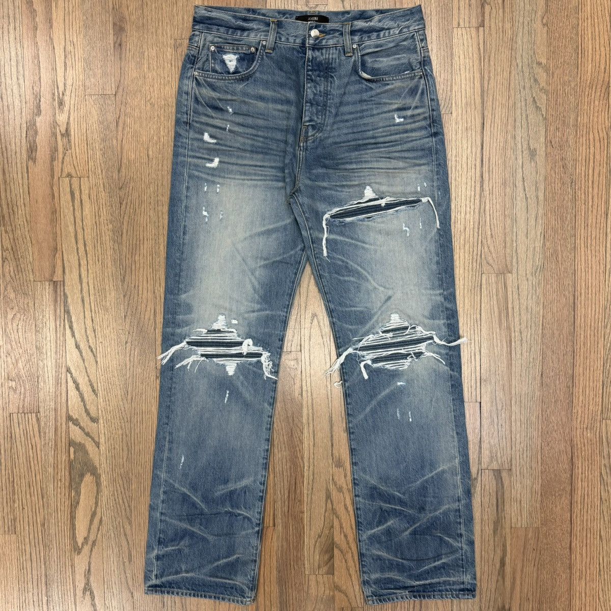 Amiri Amiri Pleated Denim Straight MX1 Jean Honeycomb Indigo Size US 31 - 1 Thumbnail