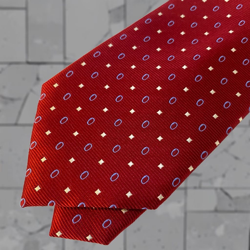 Jos. A. Bank Jos. A. Bank Red Gometic Pattern Embroidered 100% Silk Tie NEW Men Tie Classic Length 59" Ships Next Business Day Size ONE SIZE - 1 Thumbnail