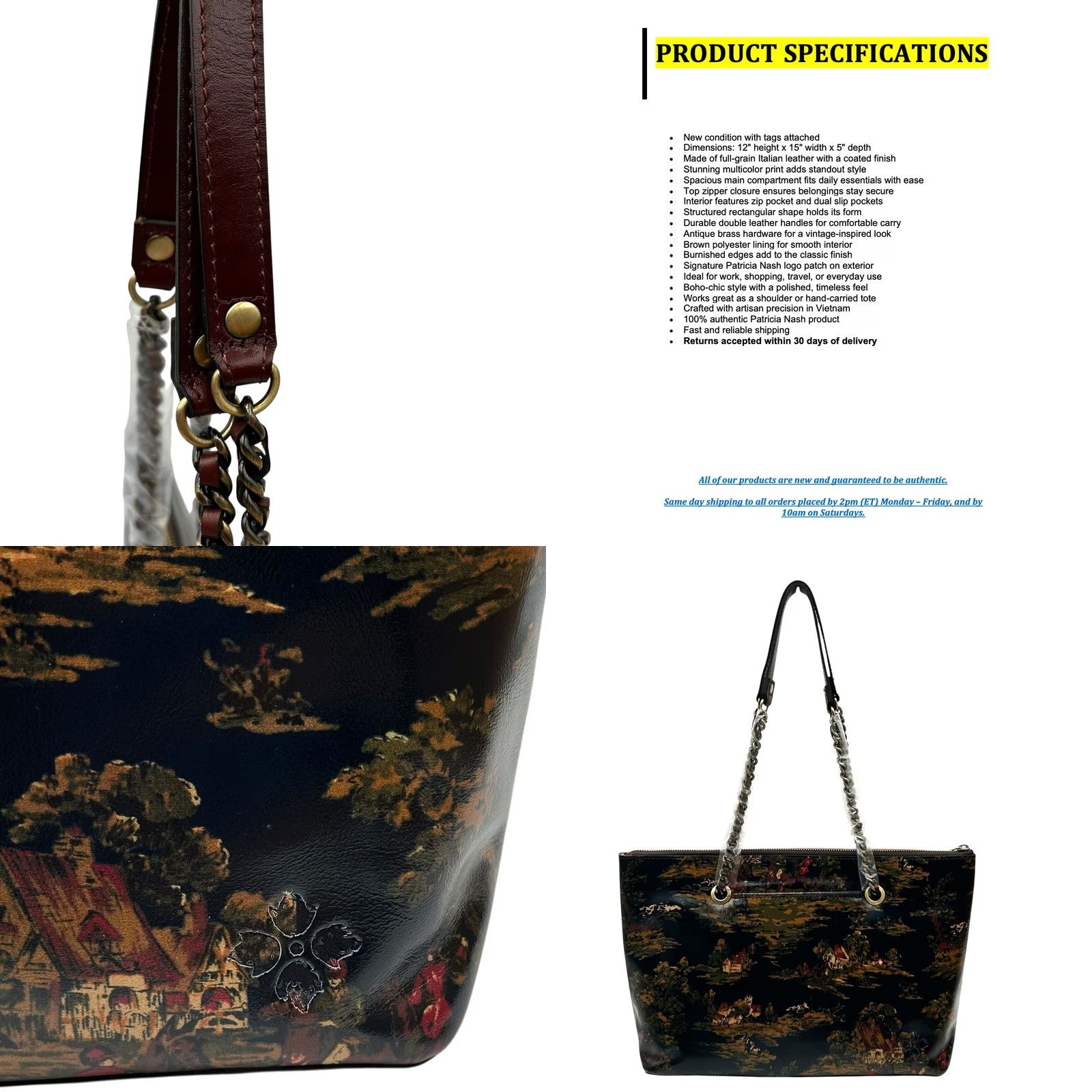Patricia Nash Patricia Nash Belle Tote Bag Countryside Floral Print Printed Vintage Look Size ONE SIZE - 9 Thumbnail