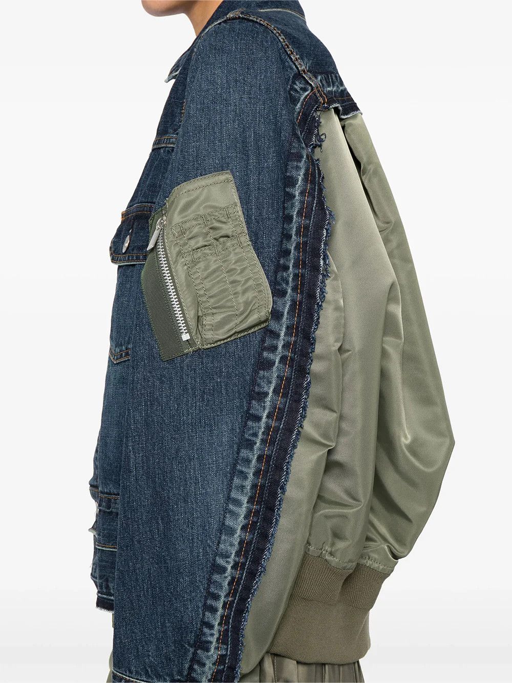 Sacai o1s22i1n0924 Denim & Nylon Jacket in Blue Size M / US 6-8 / IT 42-44 - 5 Thumbnail