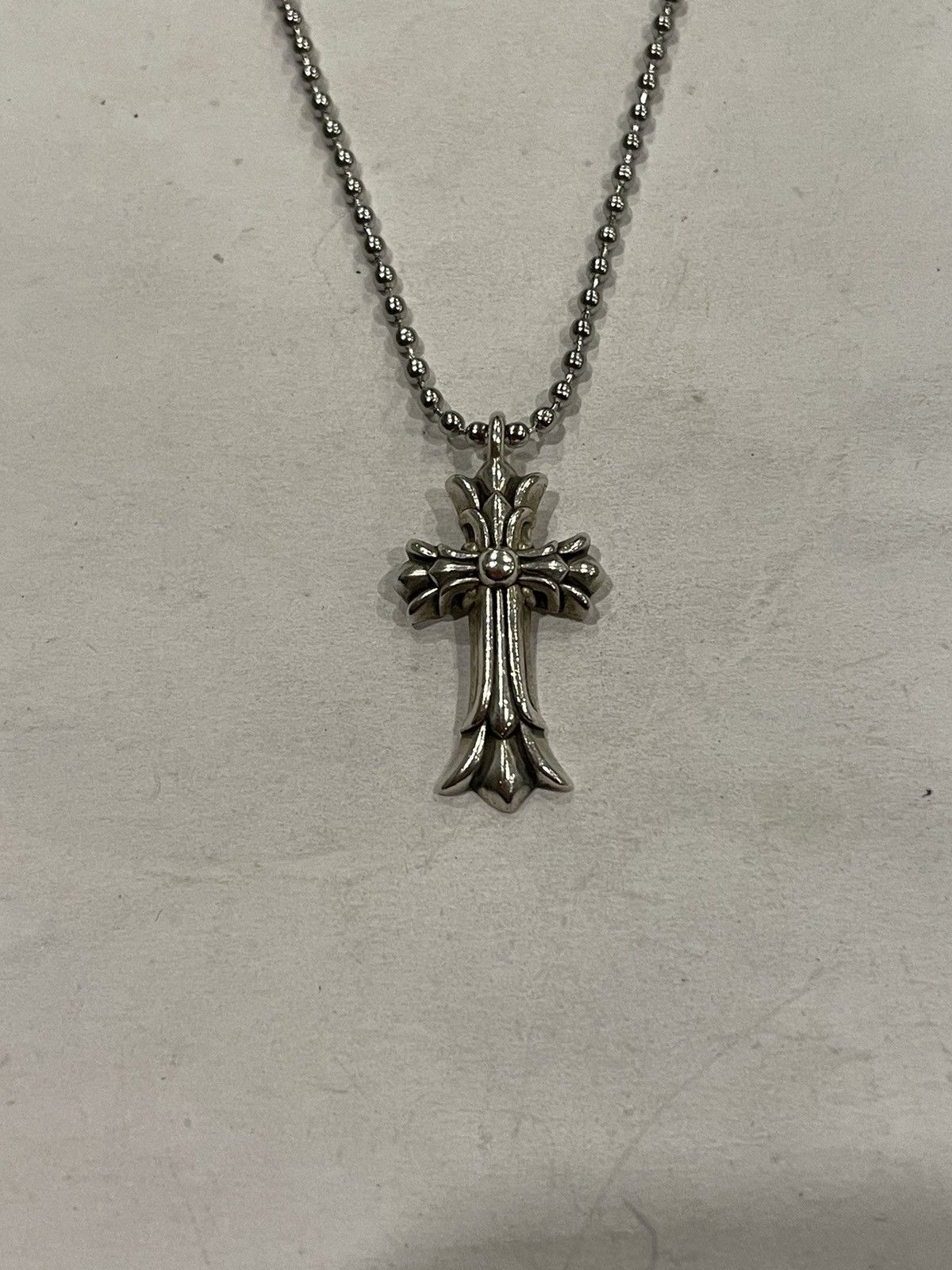 Chrome Hearts Double Cross Pendant Ball Chain Necklace 925