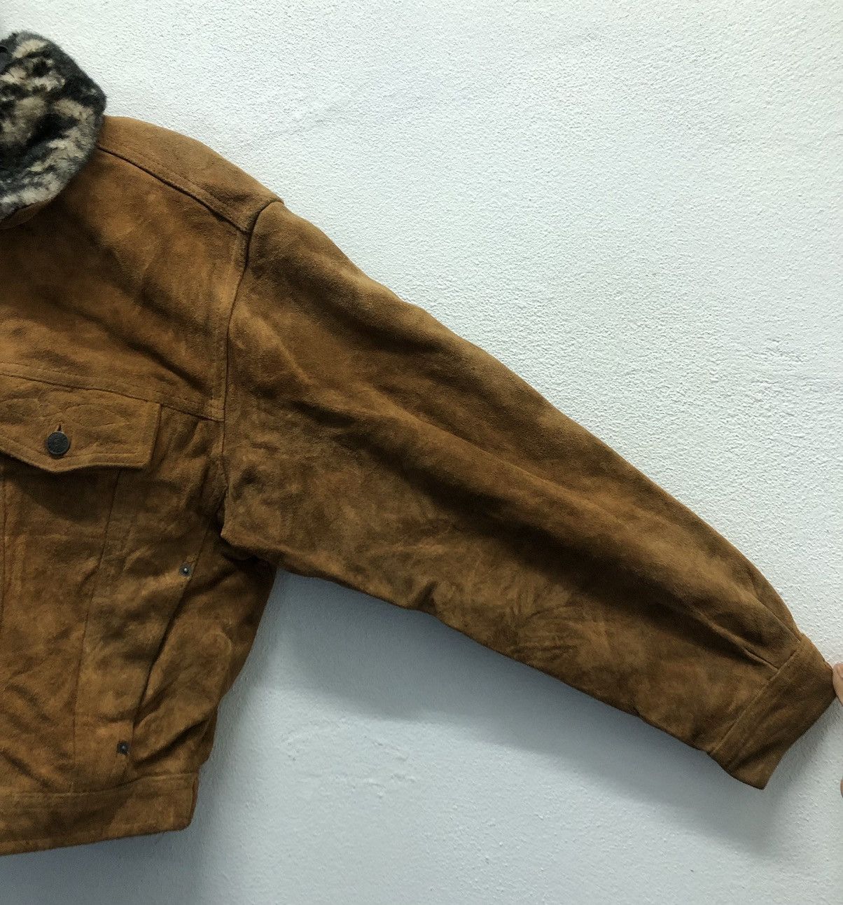 Leather Vintage Suede Jacket with Faux Fur Collar – Gelzone Basic Size US M / EU 48-50 / 2 - 3 Thumbnail