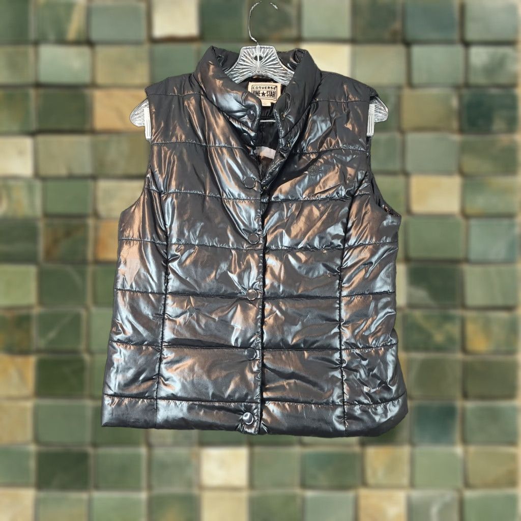 Converse Converse One Star Puffer Vest Womens Black Polyester Size M Size M / US 6-8 / IT 42-44 - 1 Thumbnail