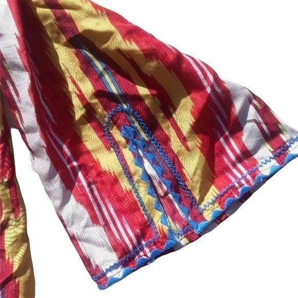 Bcbgmaxazria BCBGMaxAzria Silk Tunic Top Sz S Multicolor Ikat Retro 70's Size S / US 4 / IT 40 - 9 Thumbnail