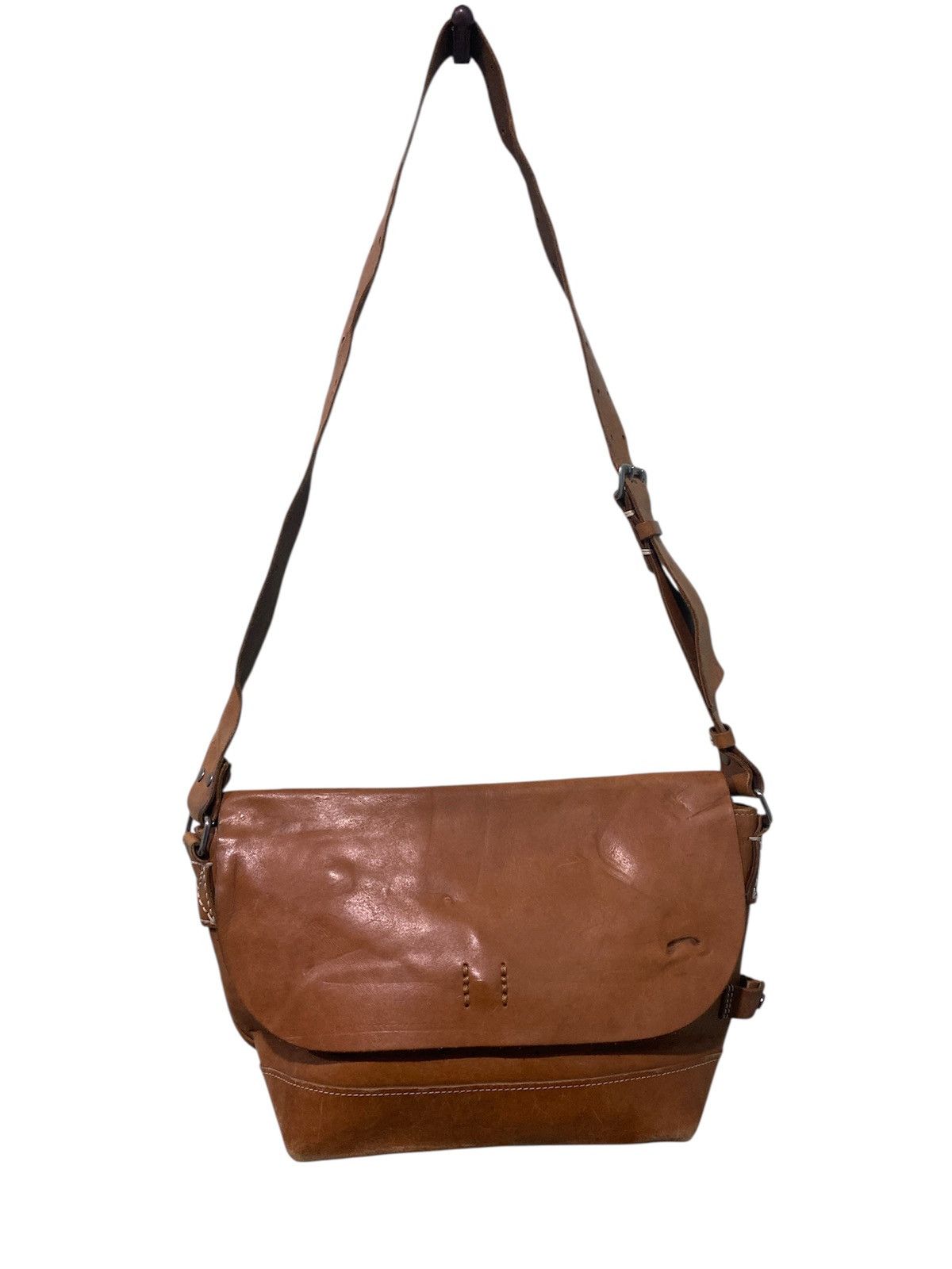 Japanese Brand Full Leather Patina 1203 Mano Fece Cross Body Bag Size ONE SIZE - 3 Thumbnail