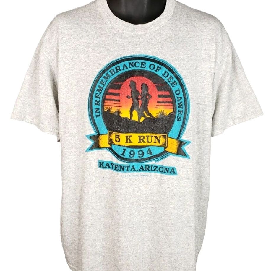 Jerzees VINTAGE Kayenta Arizona 5K T Shirt Mens XL Gray 50/50 Made In USA Jerzees 90s 1994 Dee Dawes Running Race Design Size US XL / EU 56 / 4 - 2 Thumbnail
