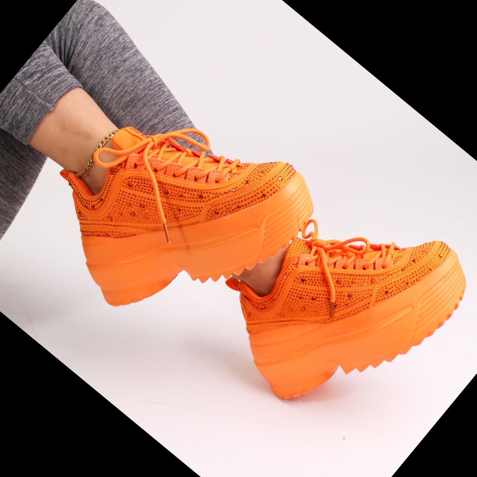 Other Ultra Cush Orange Rhinestone Platform Sneakers (US Shoe Size Size US 10 / IT 40 - 5 Thumbnail