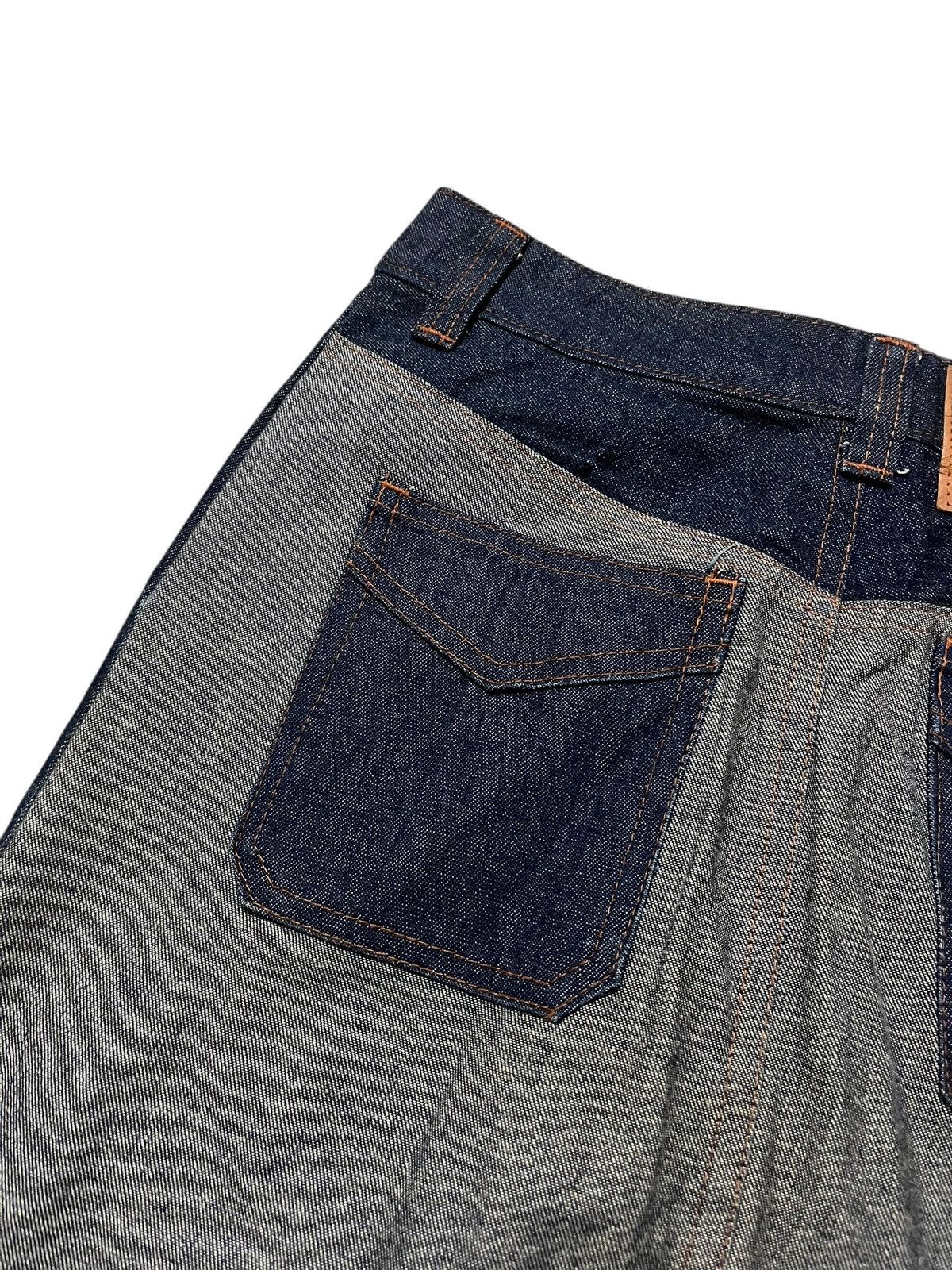 Japanese Brand 2000s Super Lovers Japanese Denim Raw Two-Tone Skirt Size 29" - 9 Thumbnail