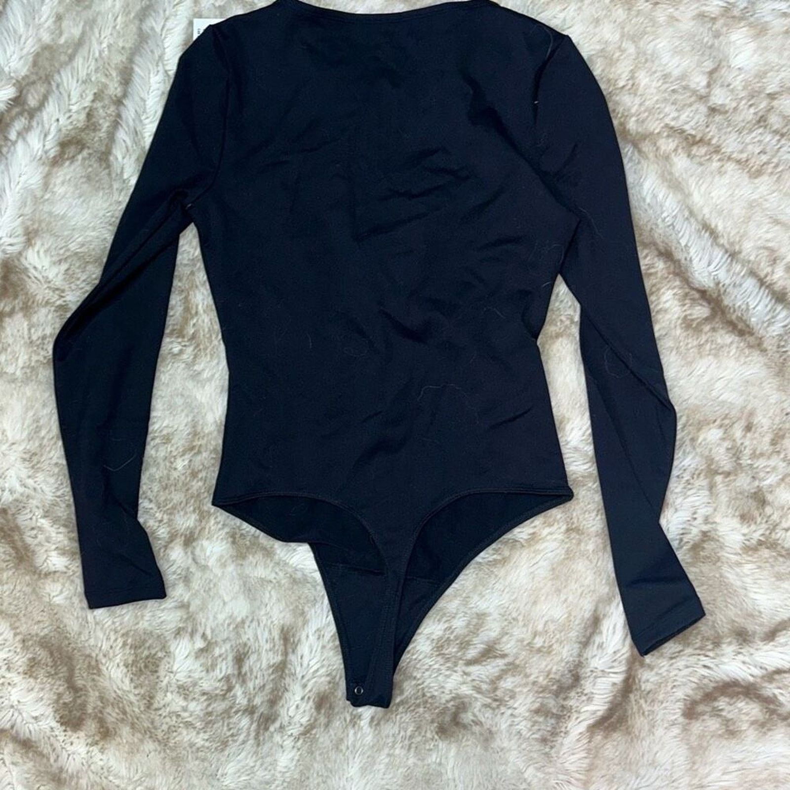 Abercrombie & Fitch A&F Black Long Sleeve Keyhole Bodysuit | Size S, NWT Size S / US 4 / IT 40 - 7 Thumbnail