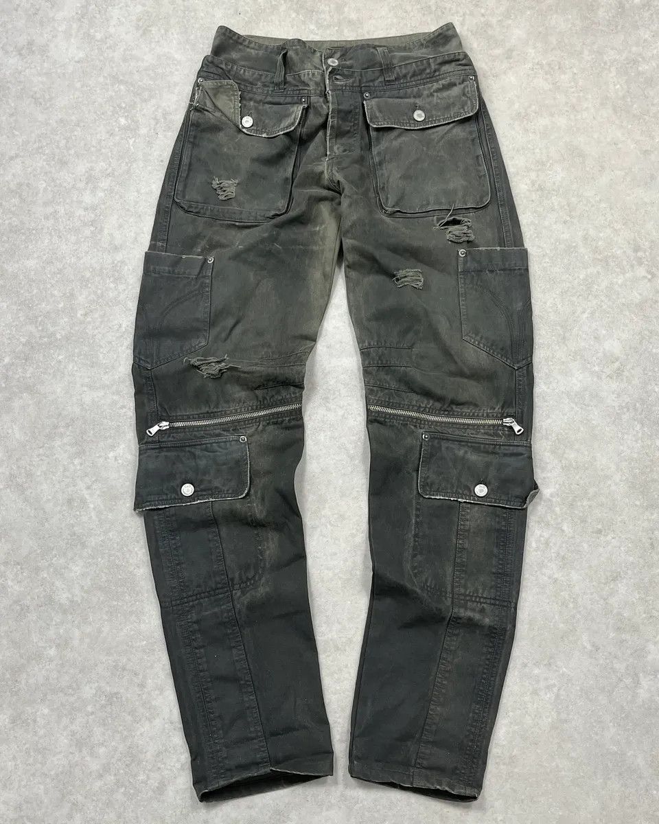 Dolce & Gabbana AW2003 Dolce & Gabbana Sage Green Distressed Cargo Pants Size US 39 - 1 Thumbnail