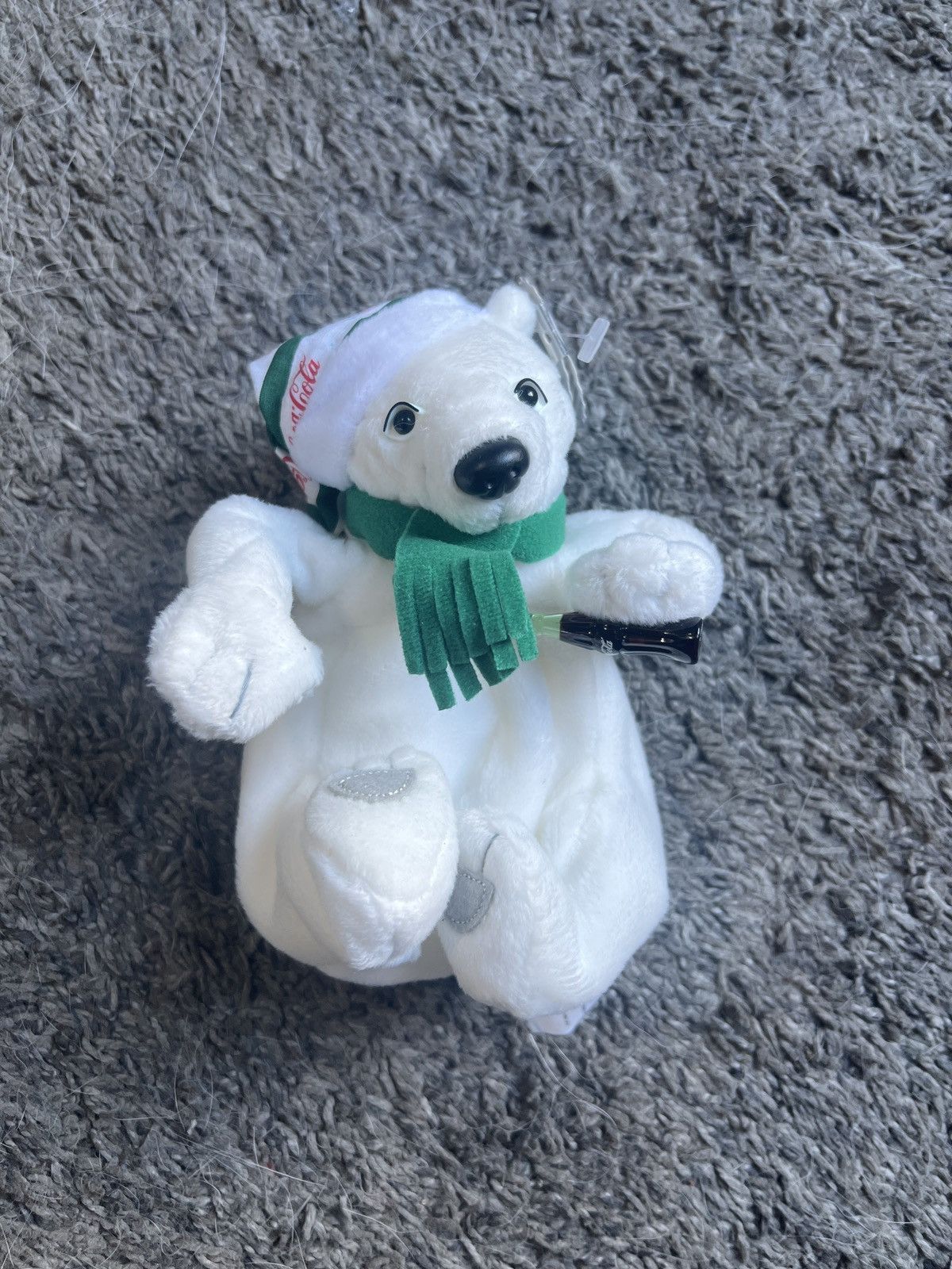 Coca Cola 1999 Coca-Cola Polar Bear In Long Striped Cap Bean Bag Plush Size ONE SIZE - 1 Thumbnail