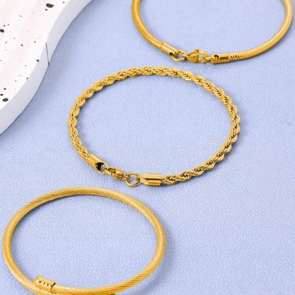 Other Women 3Pcs/Set Stainless Steel Bracelet Size ONE SIZE - 4 Thumbnail