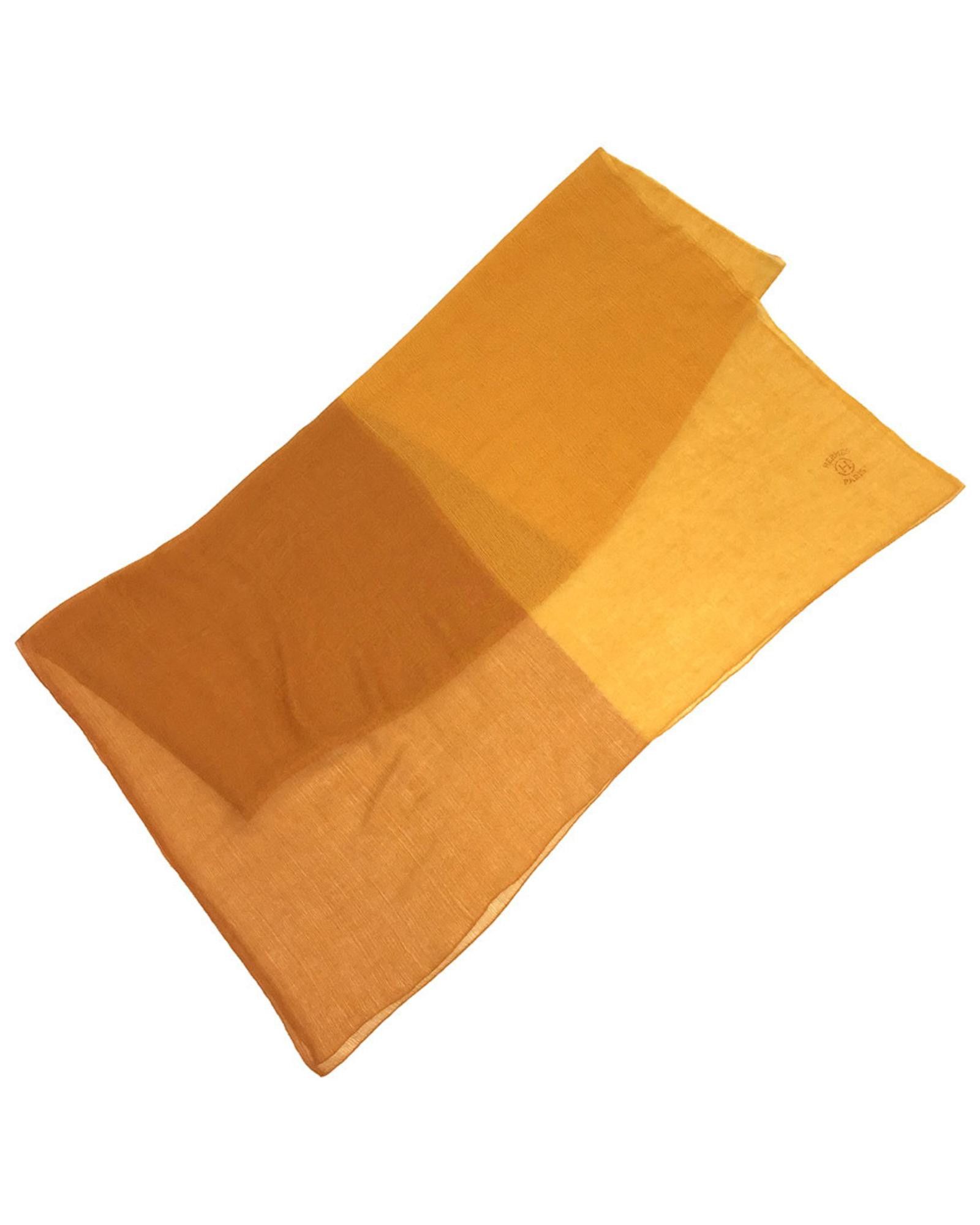 image of Hermes Luxurious Orange And Yellow Cotton Stole By A Renowned Designer, Women's