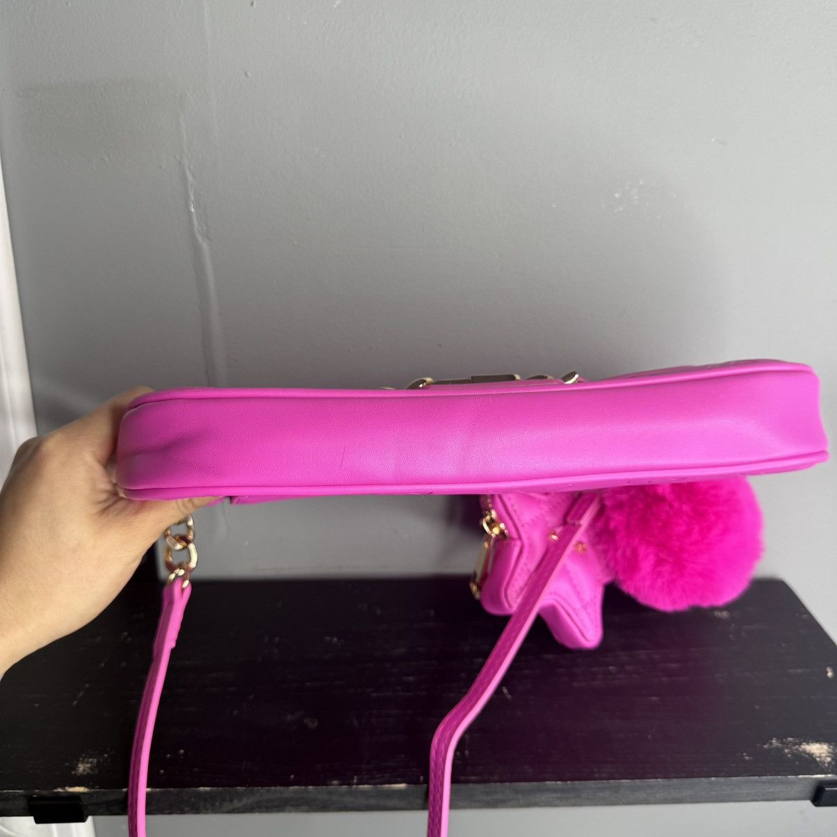 Aldo ALDO Hot Pink Star Charm Crossbody Bag with Pom Pom Size ONE SIZE - 4 Thumbnail