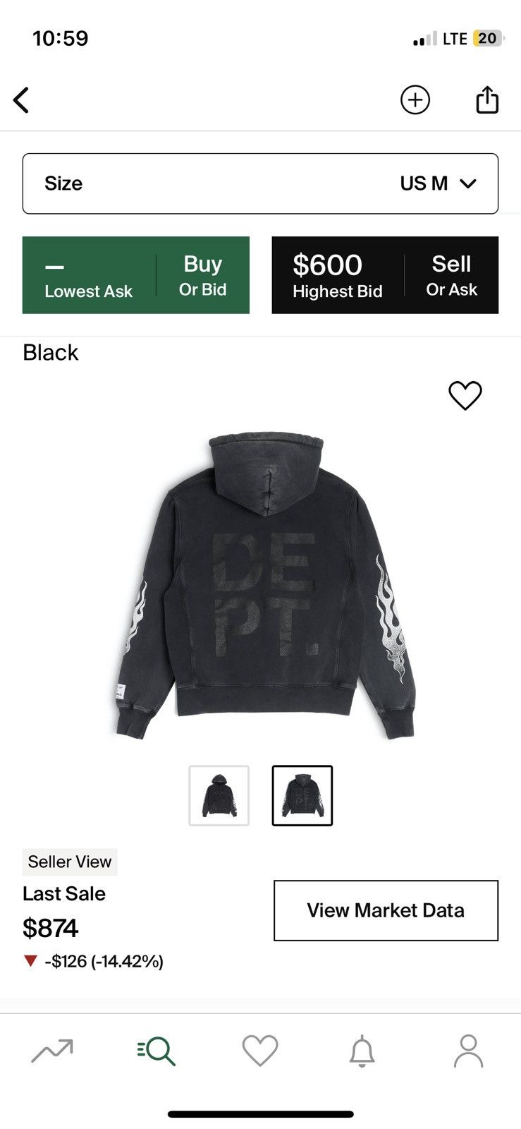 Gallery Dept. Gallery dept OG flame vintage wash hoodie size M Size US M / EU 48-50 / 2 - 10 Thumbnail
