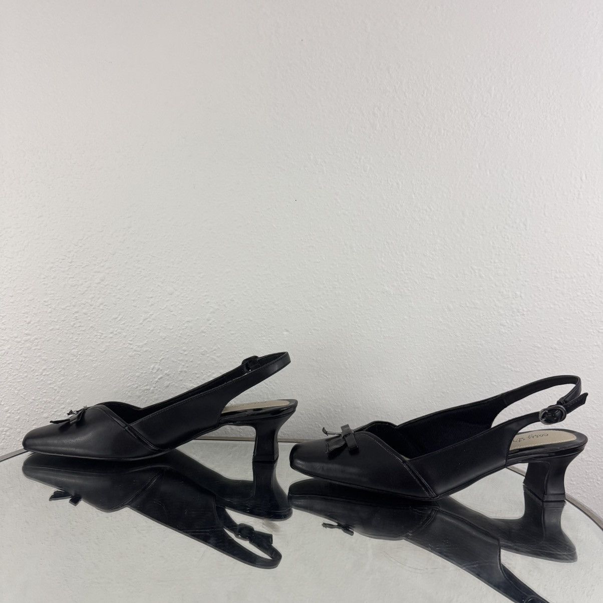 Other EASY STREET Y2K Black Faux Leather Edgy Bow Kitten Heels Size US 9 / IT 39 - 8 Thumbnail
