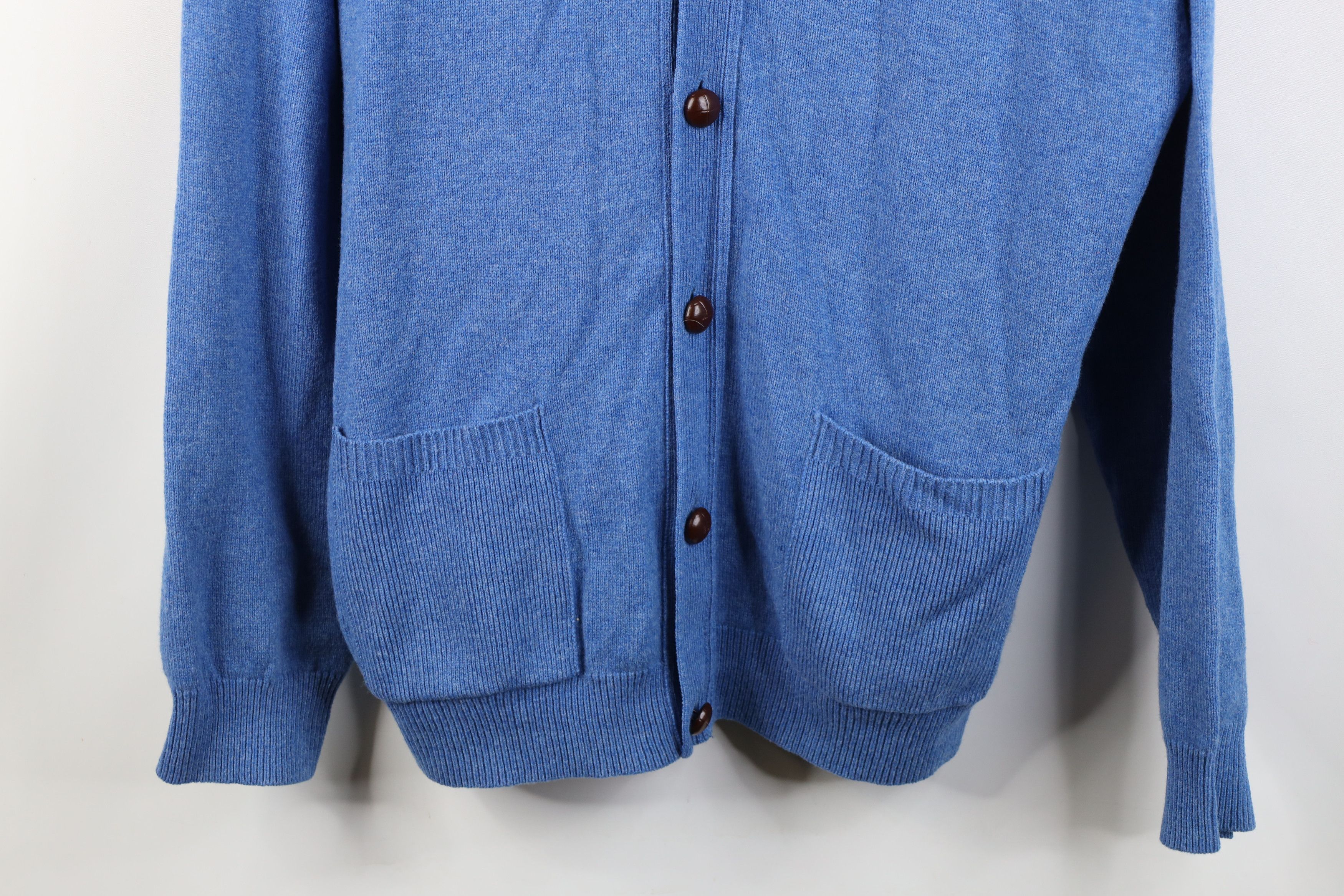 L.L. Bean Vintage LL Bean Blank Lambswool Knit Cardigan Sweater Blue Size US L / EU 52-54 / 3 - 3 Thumbnail