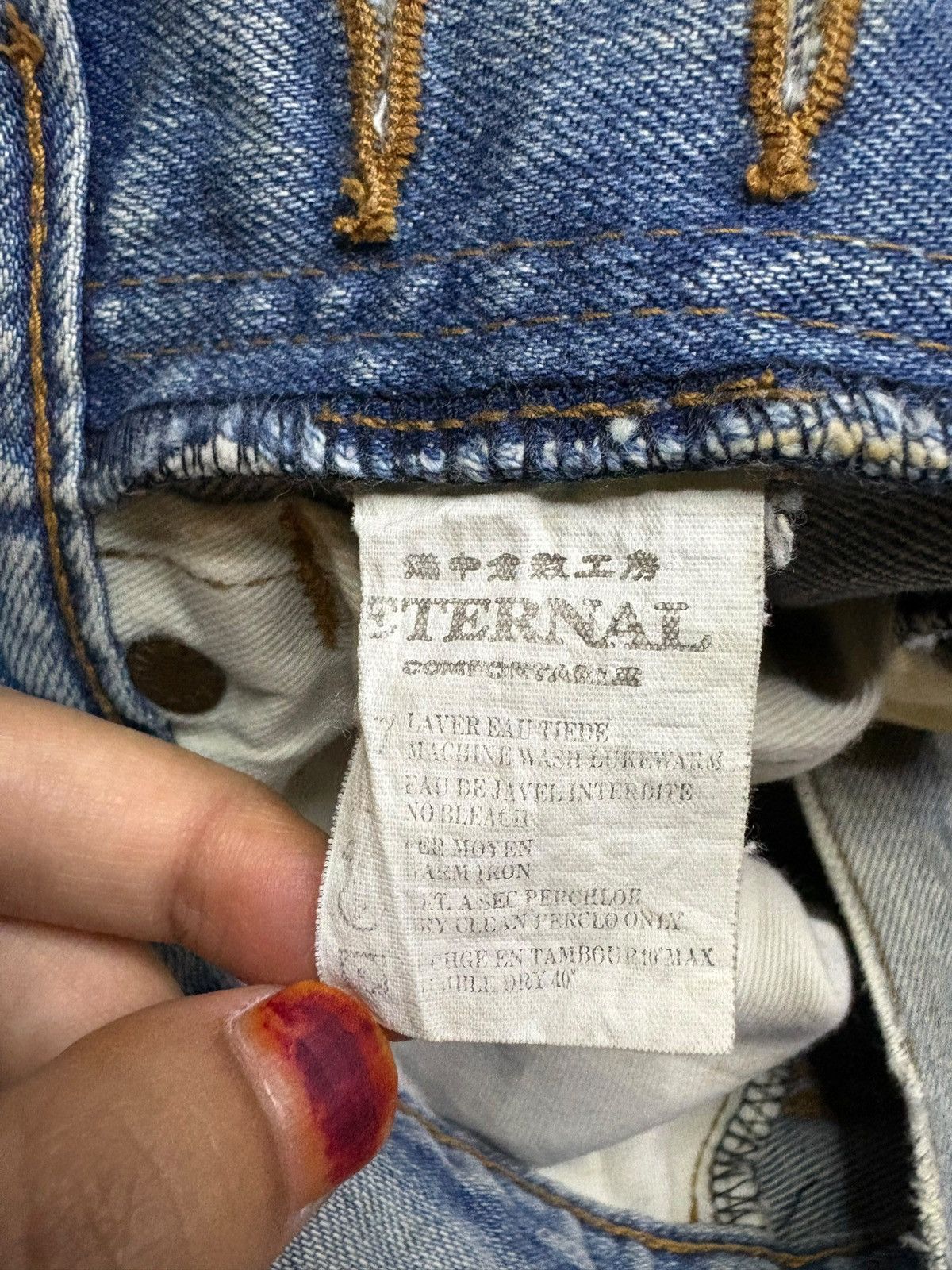 Eternal × Japanese Brand Vintage Eternal Button Fly Mud Wash Painted Distressed Jeans Size US 30 / EU 46 - 10 Thumbnail