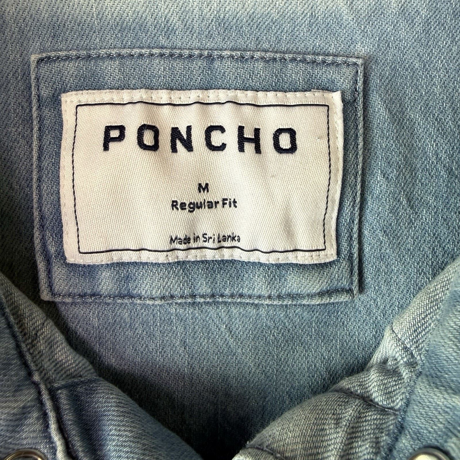 Other Poncho Pearl Snap Denim Shirt Medium Blue Button Up Workwear Size US M / EU 48-50 / 2 - 8 Thumbnail