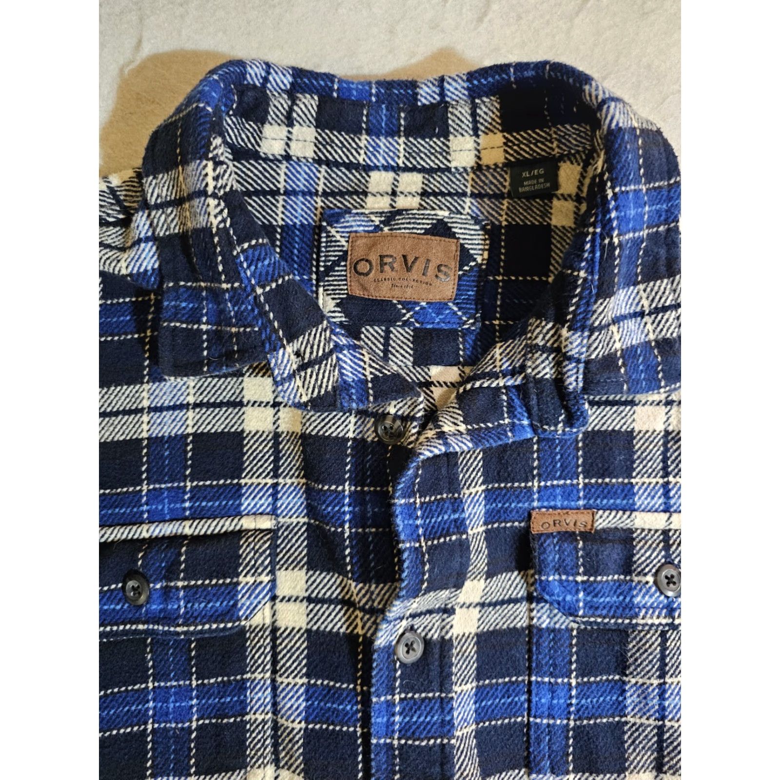 Orvis VINTAGE Orvis Shirt Jacket Heavy Flannel Plaid Button-Up Long Sleeve Pockets Mens Sz XL Size US XL / EU 56 / 4 - 3 Thumbnail