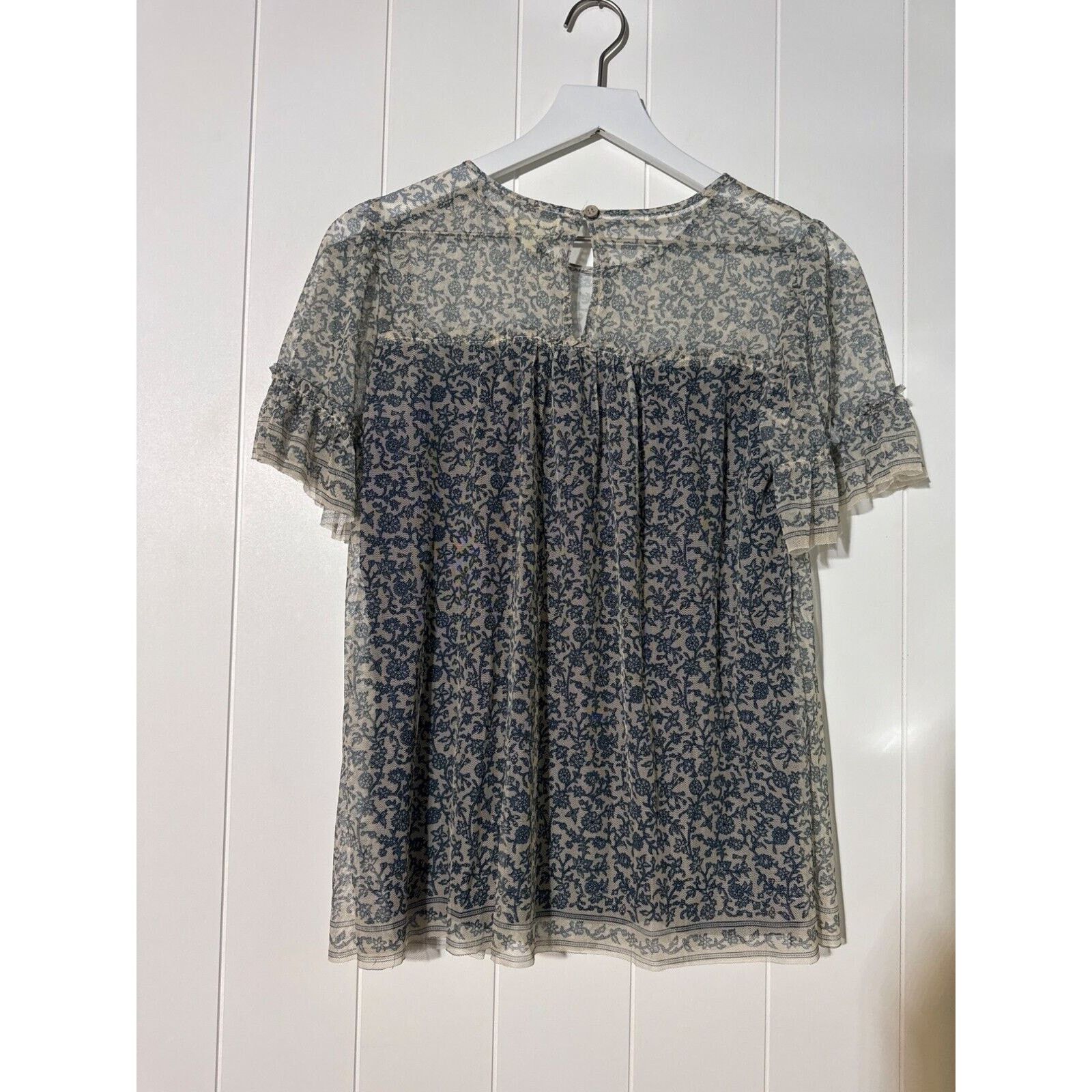 Other Max Studio Shirt Sheer Blouse Floral Short Sleeve Ruffle XS Size XS / US 0-2 / IT 36-38 - 3 Thumbnail