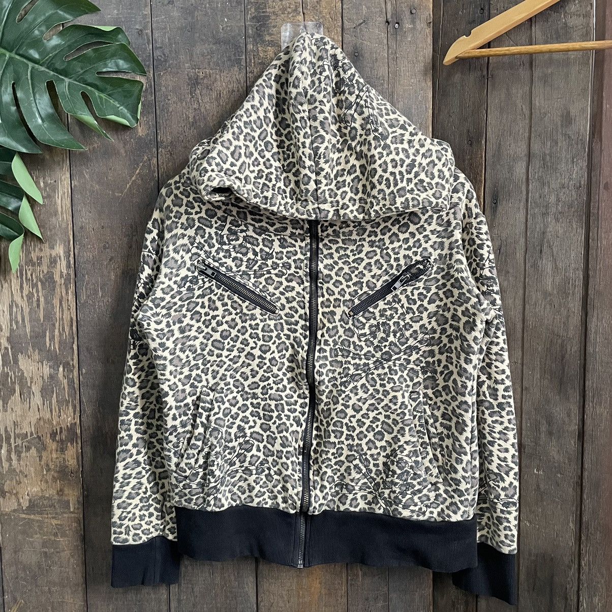 Japanese Brand Jury Black Leopard Hoodie Size S / US 4 / IT 40 - 1 Thumbnail