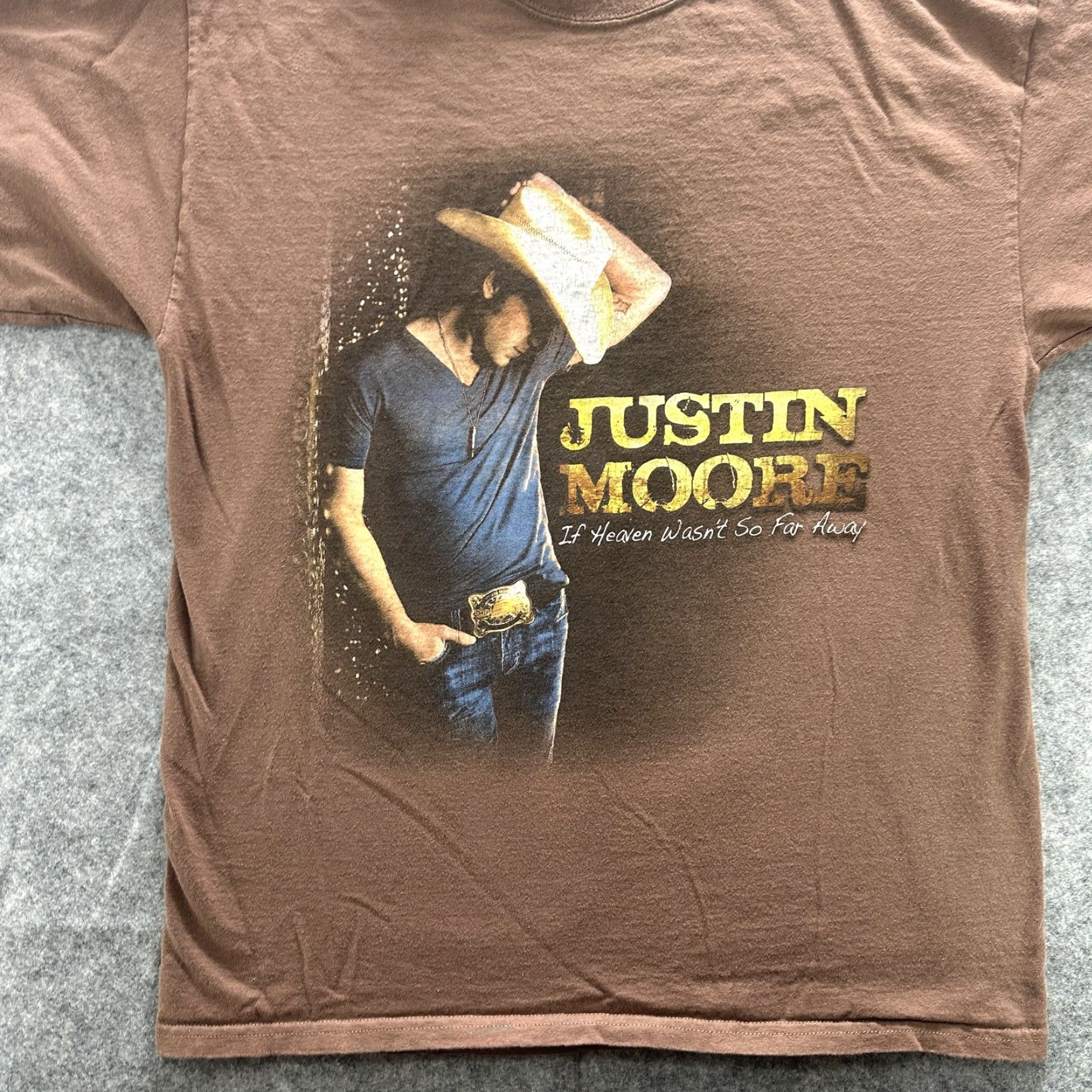 Gildan Justin Moore Shirt Mens Large Brown Tour Country Tee Size US L / EU 52-54 / 3 - 5 Thumbnail