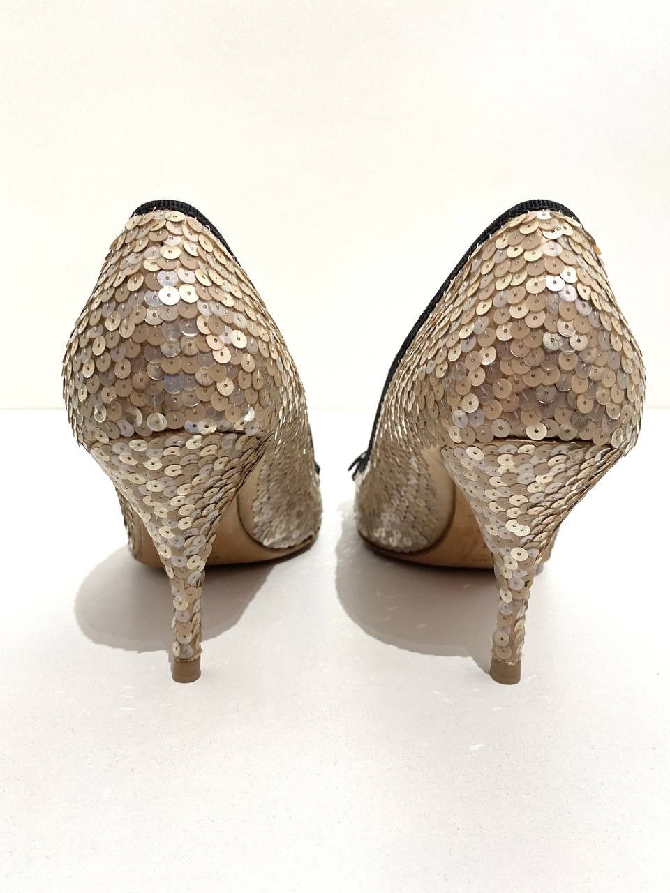 Prada Prada Sequin Embellished Bow Classic Mid Heel Pump Size US 7.5 / IT 37.5 - 8 Thumbnail