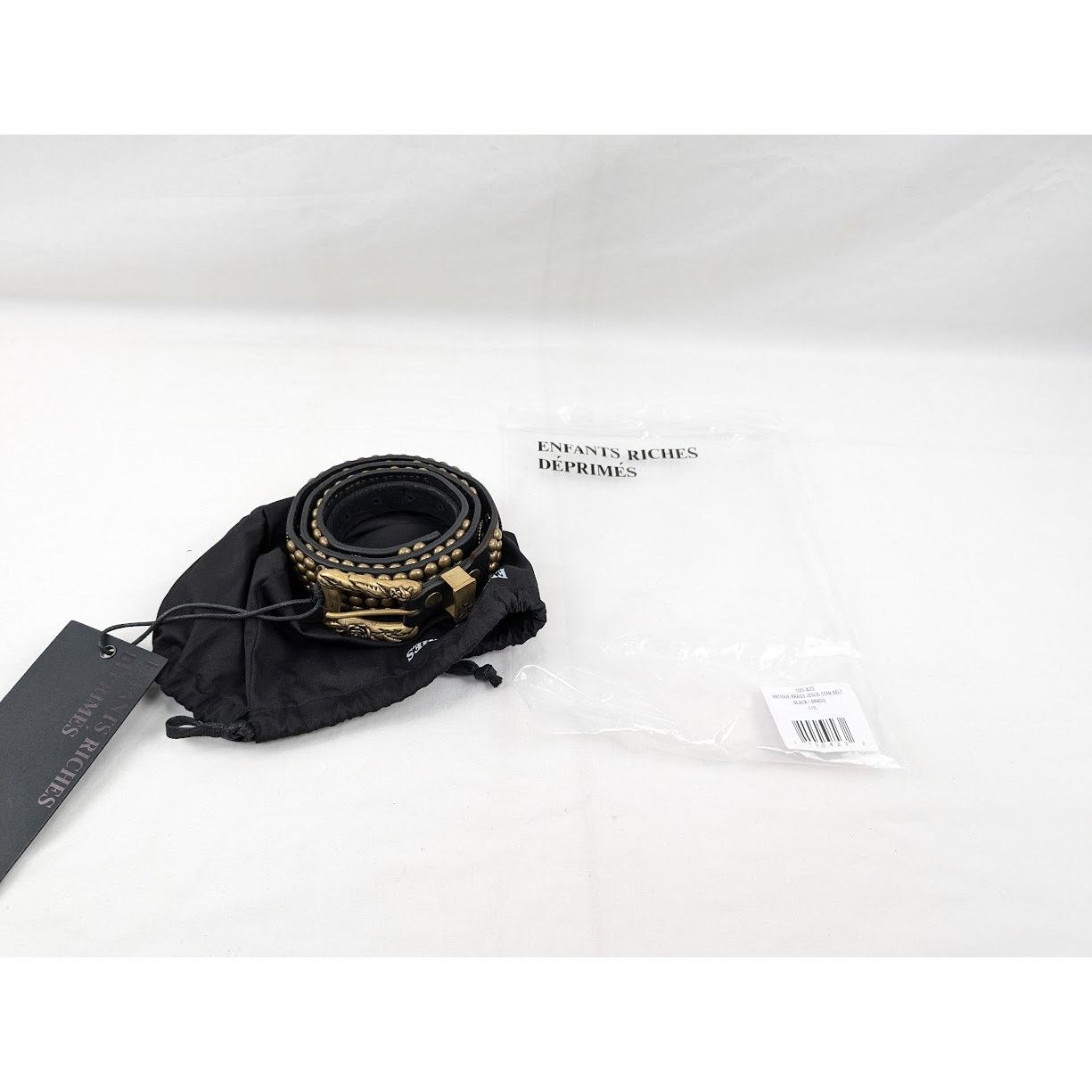 Enfants Riches Deprimes o1rshd1 Q:2 / Size:110 / Antique Brass Jesus Coin Belt Black Size 44 - 17 Thumbnail