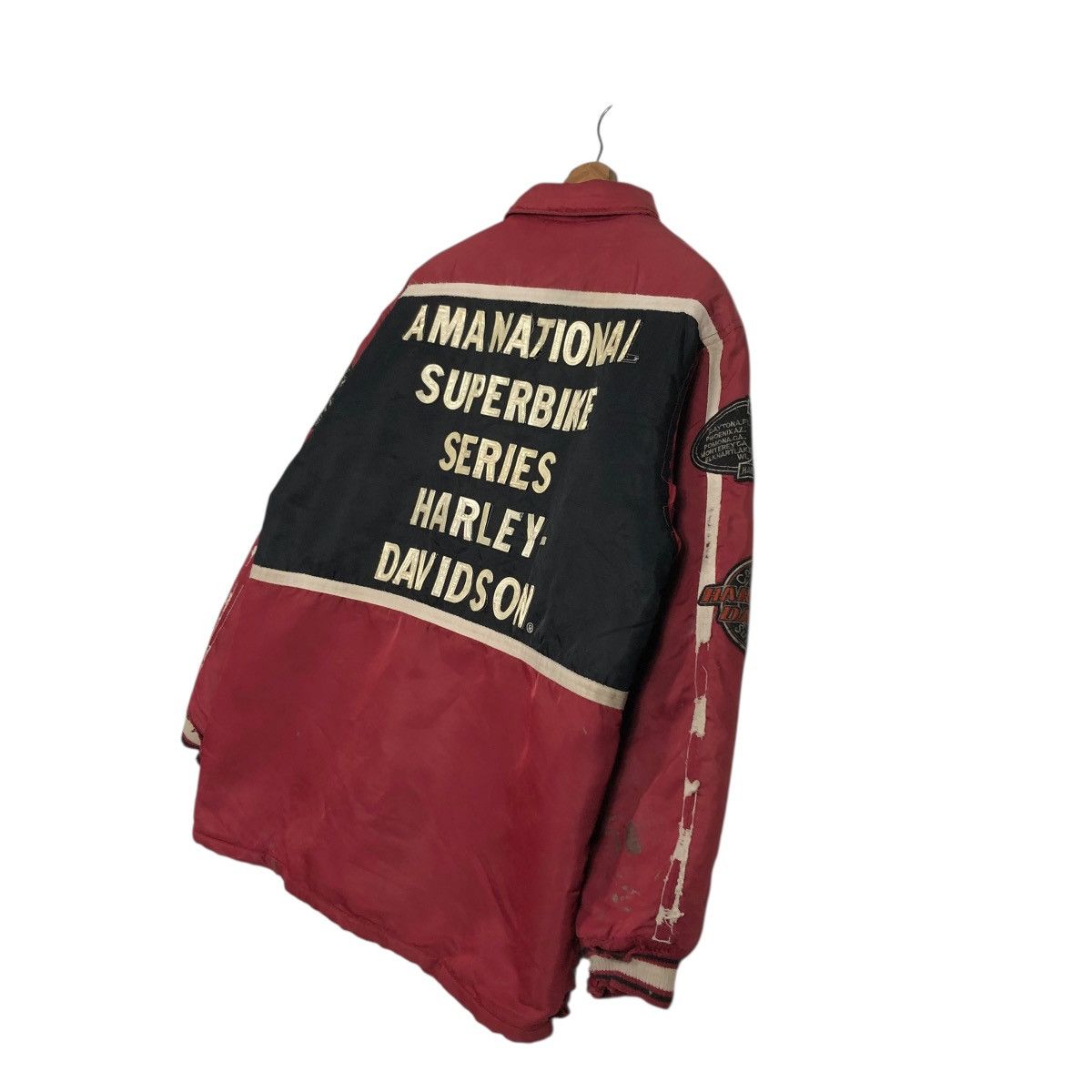 Harley Davidson 🔥VINTAGE BOMBER BIKER JACKET MOTORCYCLE HARLEY DAVIDSON LOGO Size US L / EU 52-54 / 3 - 16 Thumbnail