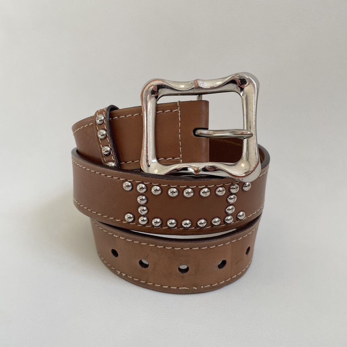 アクセサリーその他 PRADA VINTAGE LEATHER BELT WITH STUDS Prada Studded Belt | Grailed