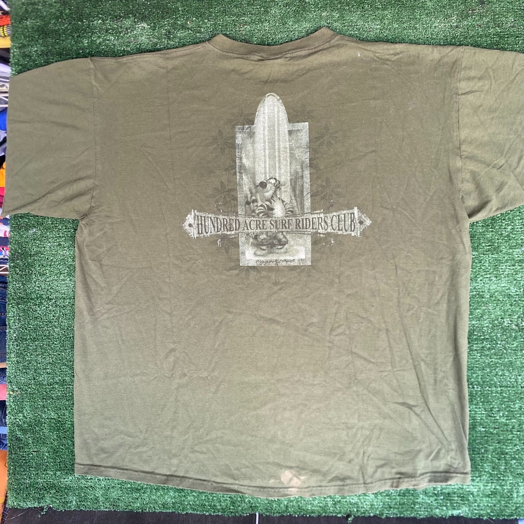 Disney Vintage Y2K Tigger Surf Club T-Shirt Olive Green Sun Faded Size US XXL / EU 58 / 5 - 1 Thumbnail