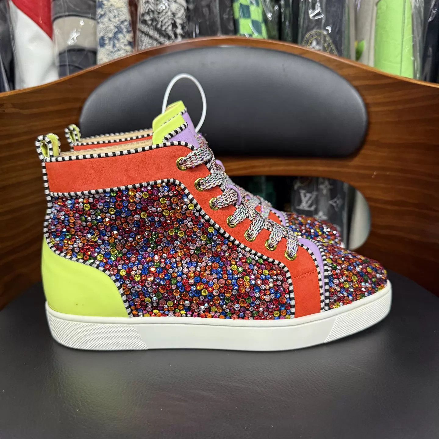 Christian Louboutin CL Candy-Colored Crystal Red Sole Flat 38.5 2x Worn Size US 8 / IT 38 - 4 Thumbnail