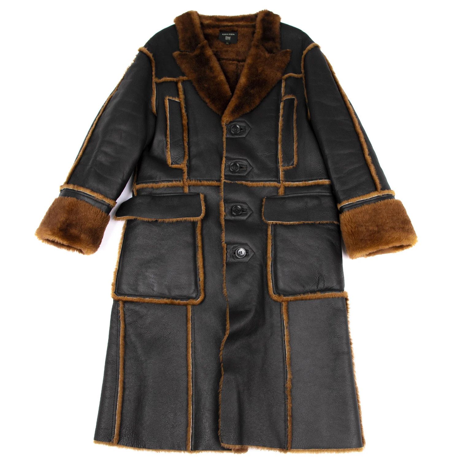 Jean Paul Gaultier Real Sheepskin Coat in Black/Brown Size 48 Size US M / EU 48-50 / 2 - 1 Thumbnail