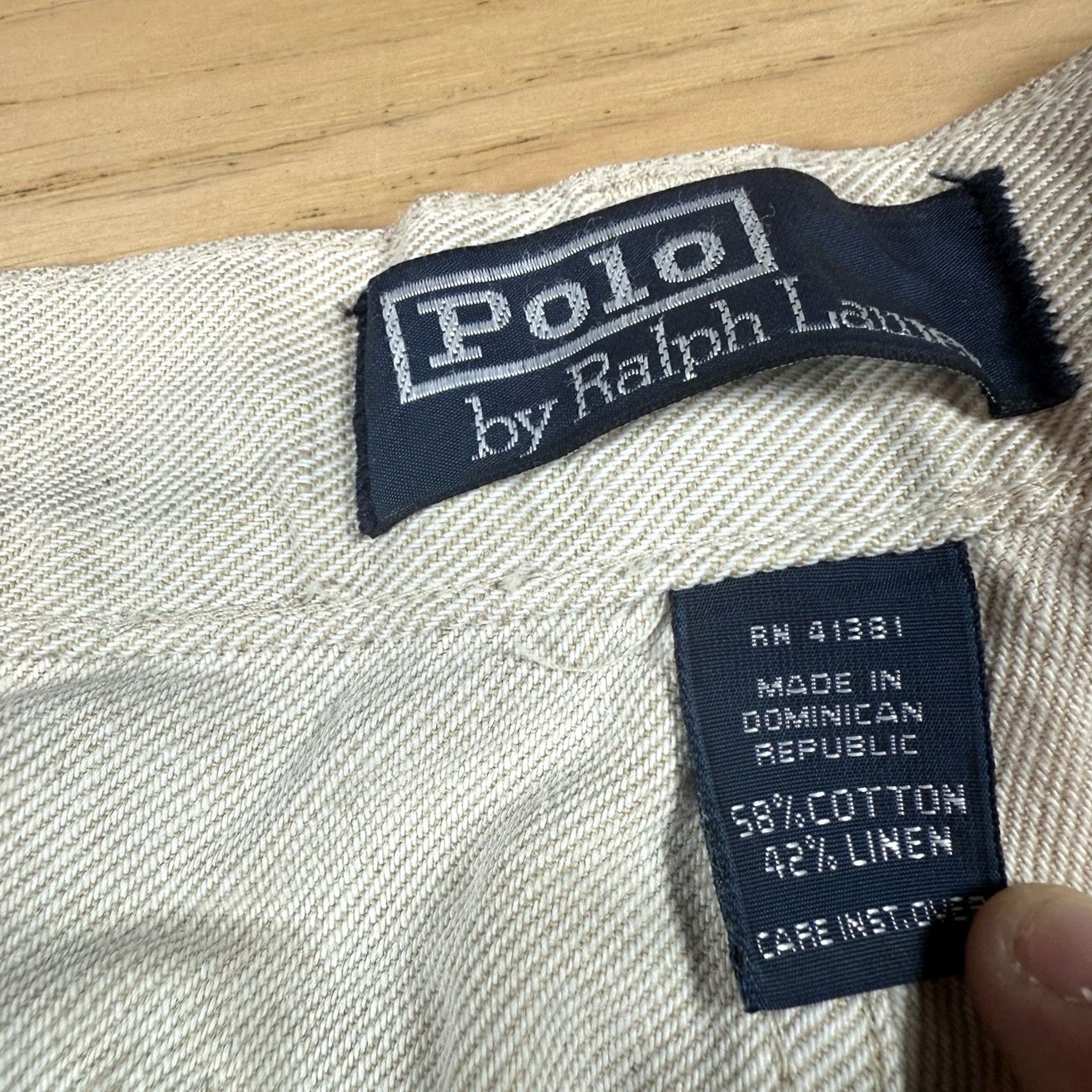 Polo Ralph Lauren VINTAGE Polo Ralph Lauren Linen Blend Pants Men's 38x29 Ivory Straight Leg Chino Pants Mens Size US M / EU 48-50 / 2 - 4 Thumbnail