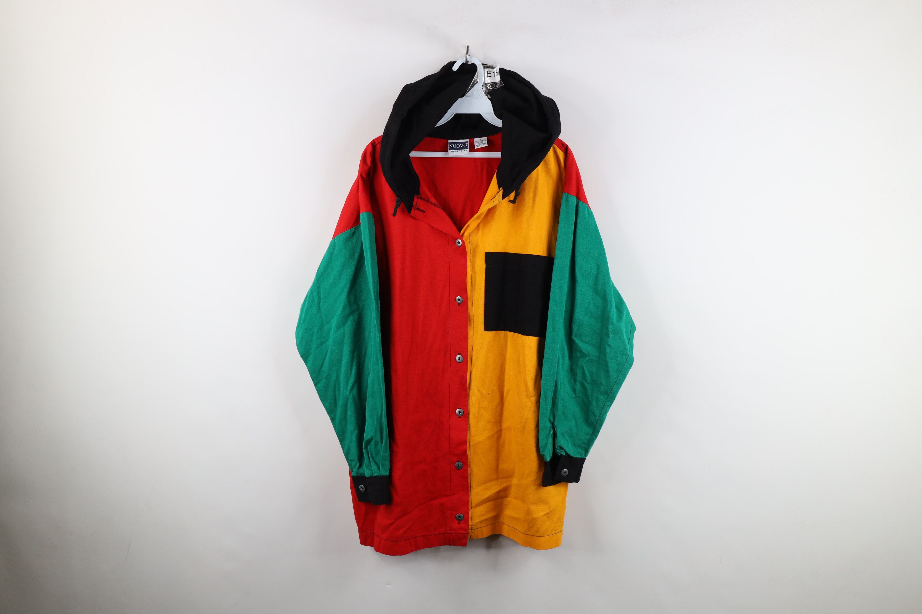 Vintage Vintage 90s Streetwear Baggy Hooded Button Shirt Jacket USA Size S / US 4 / IT 40 - 1 Thumbnail