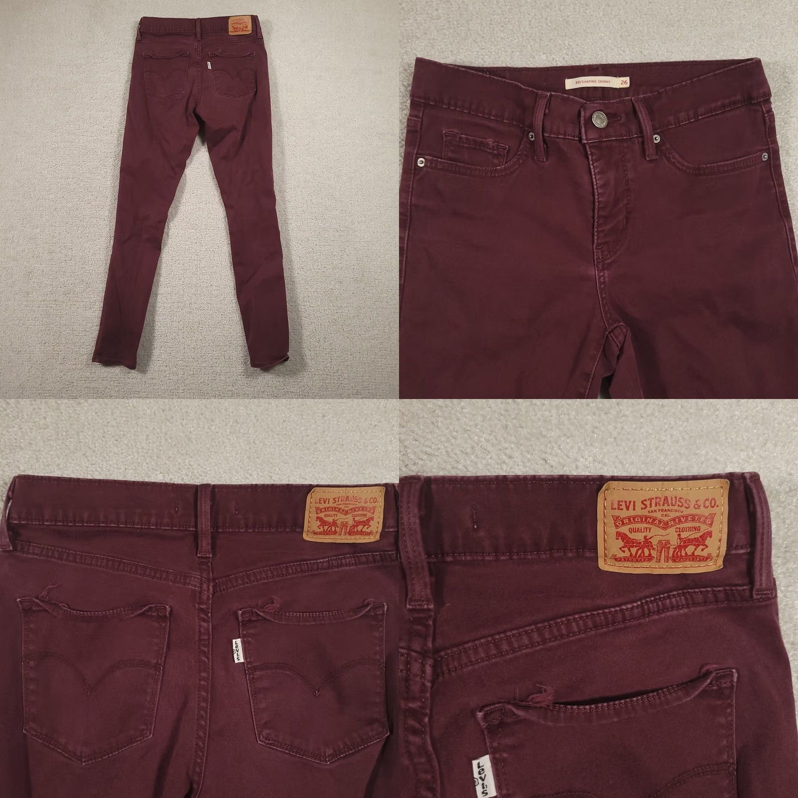 Levi's Levi's 311 Jeans Women's Size 26 Burgundy Mid-Rise Shaping Skinny Denim Size 26" / US 2 / IT 38 - 8 Thumbnail