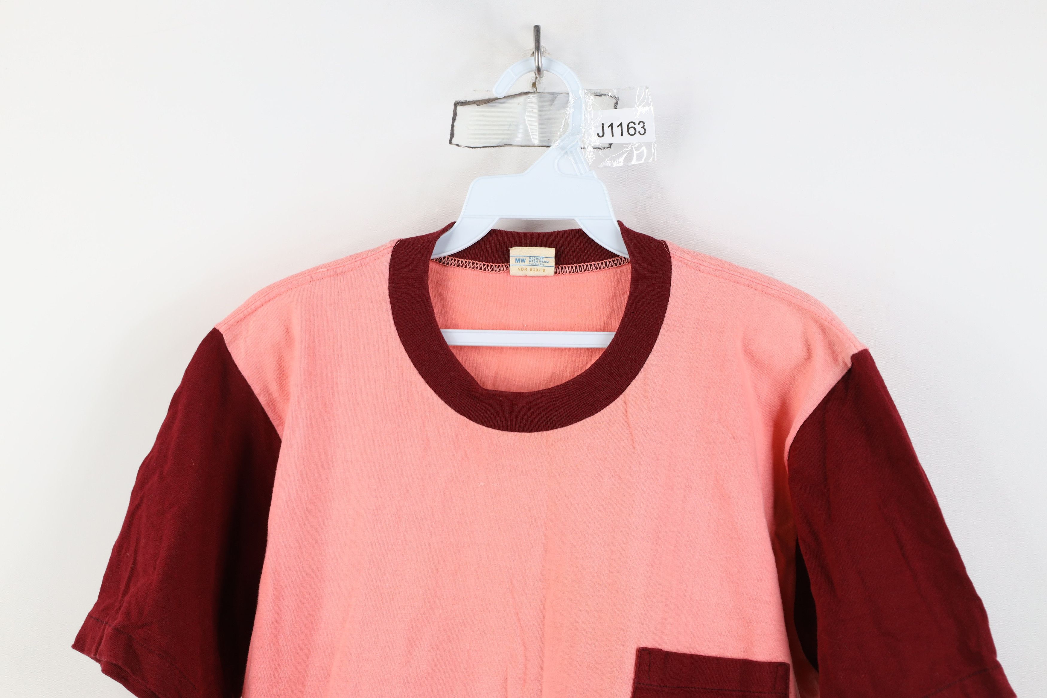 Vintage Vintage 60s 70s Streetwear Pocket T-Shirt Pink Red USA Size US L / EU 52-54 / 3 - 2 Thumbnail