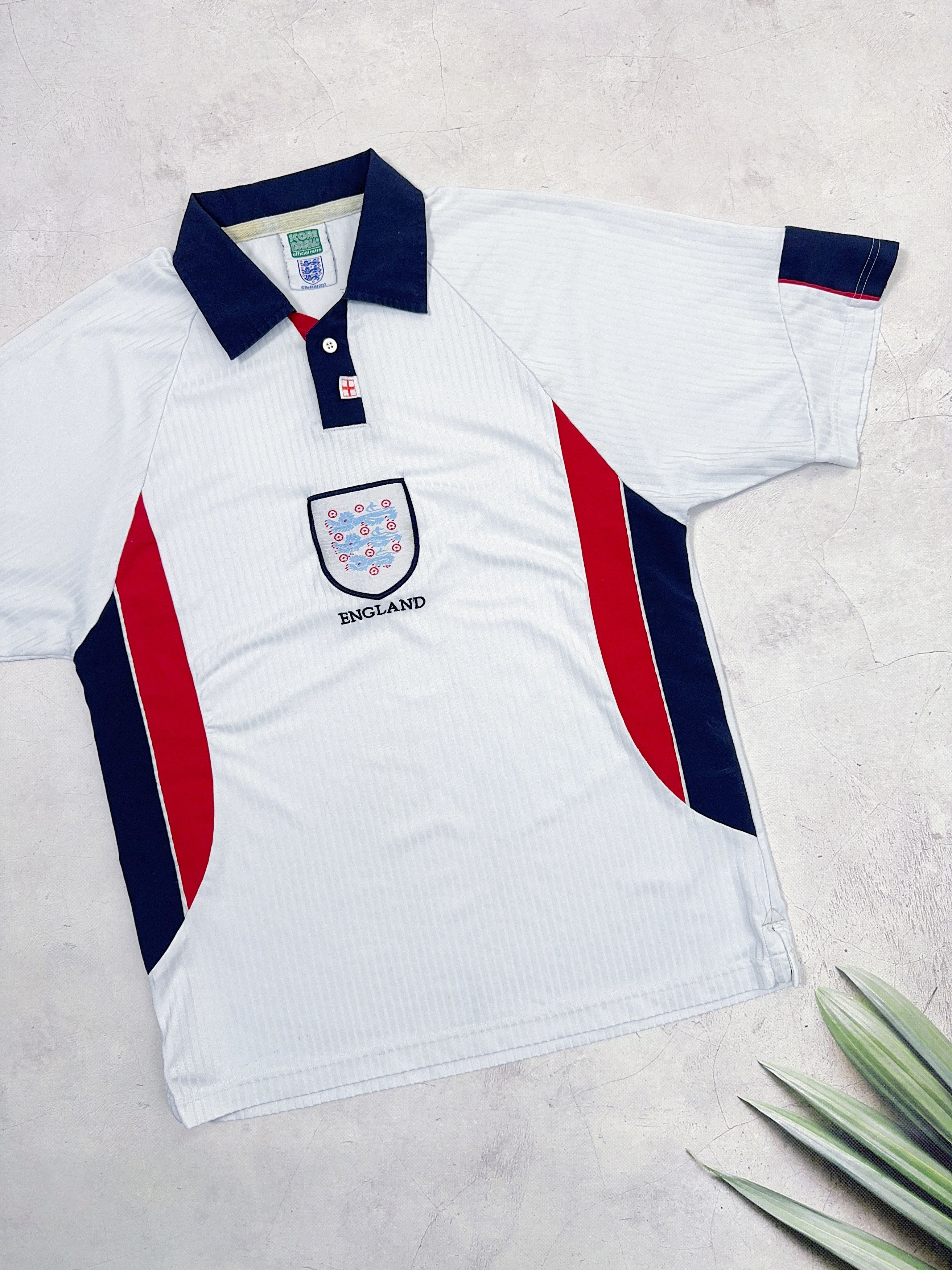 Vintage 1997 - 1999 England Home Football Shirt by Score Draw Size US L / EU 52-54 / 3 - 4 Thumbnail